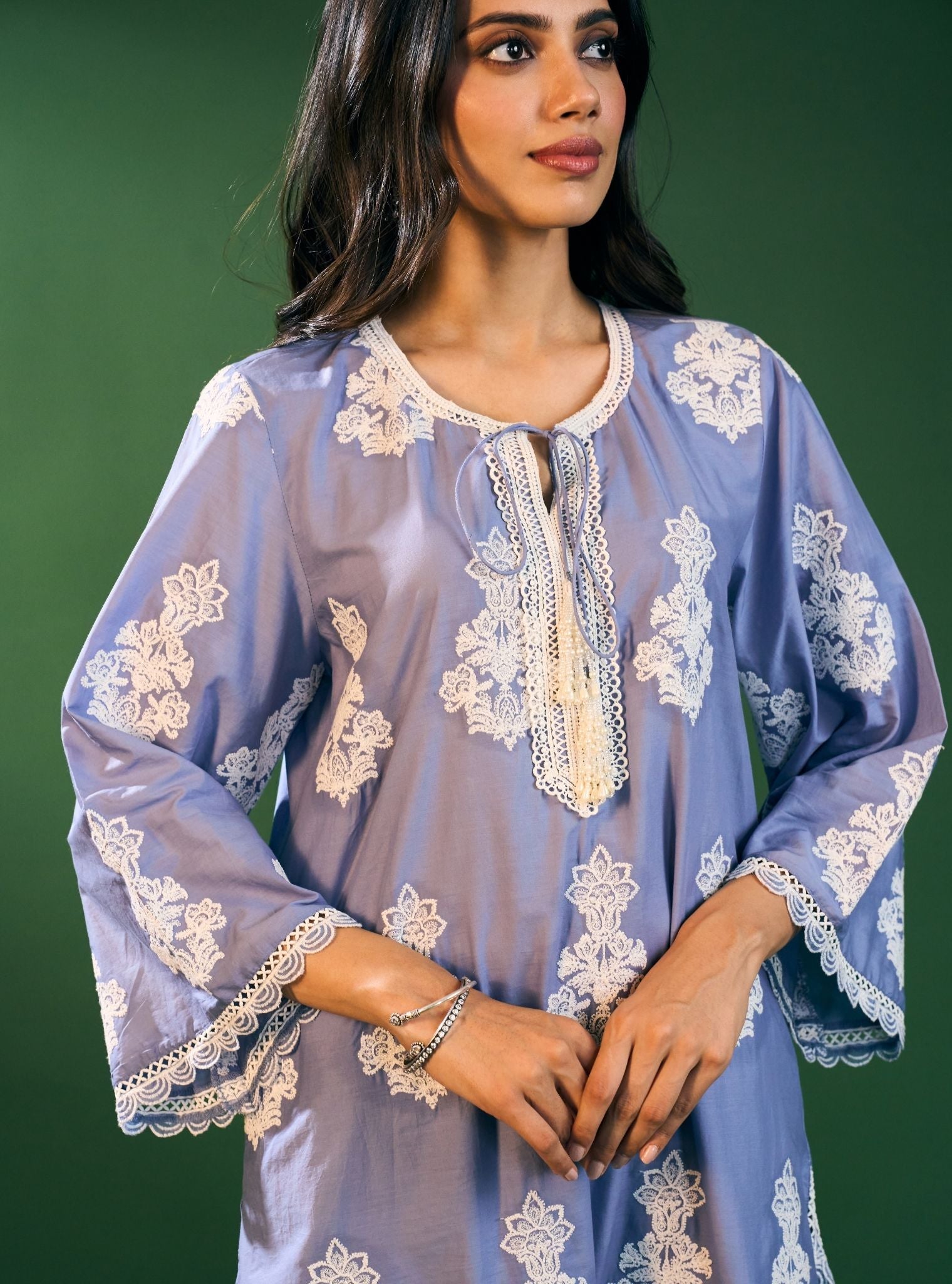 Rimi Supima Cotton Steel Blue Kurta Set