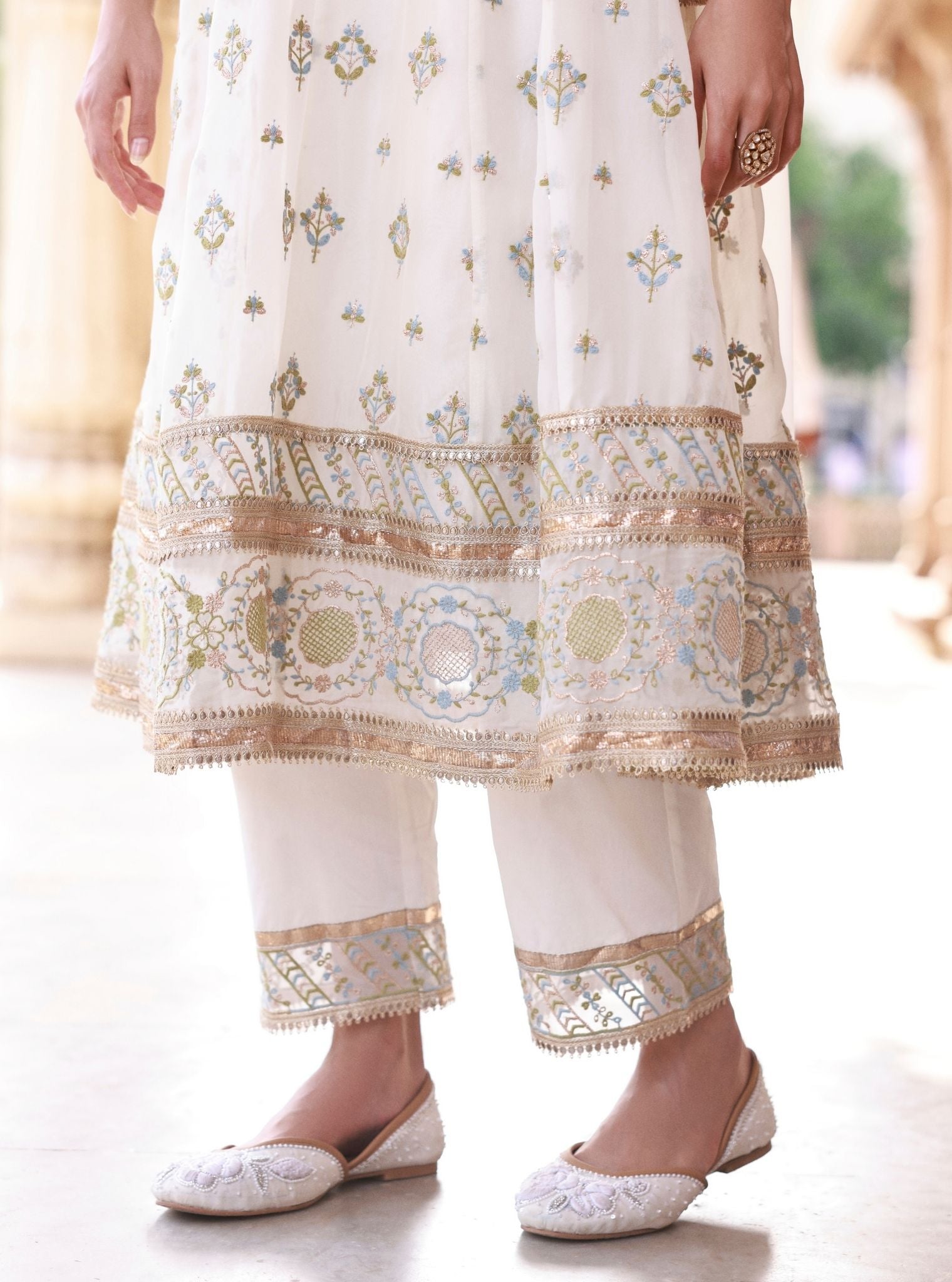 Janaya Organza Off White Anarkali Set