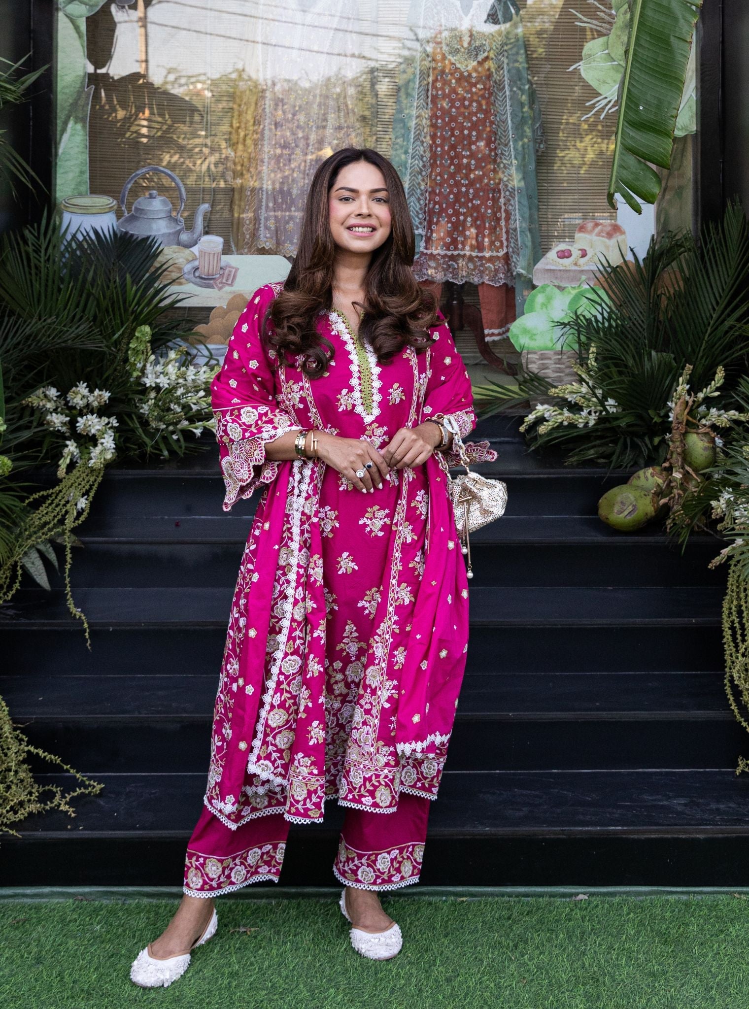 Aavya Supima Cotton Fuschia Anarkali Kurta Set