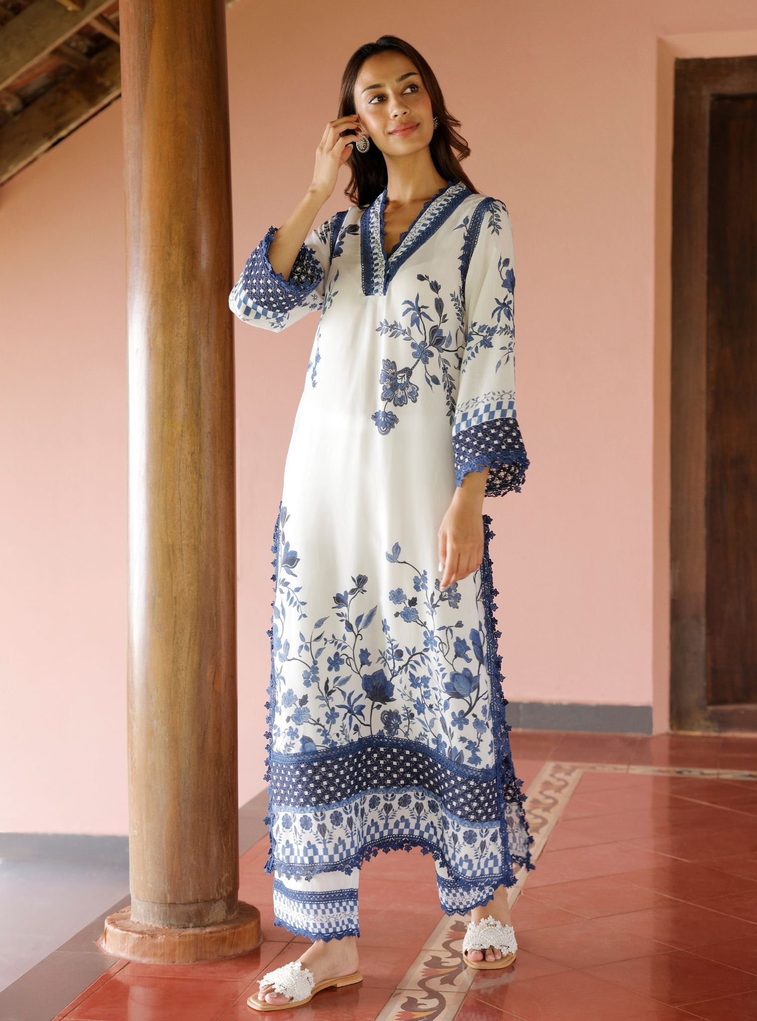 Diti Lawn Printed White Kurta Set