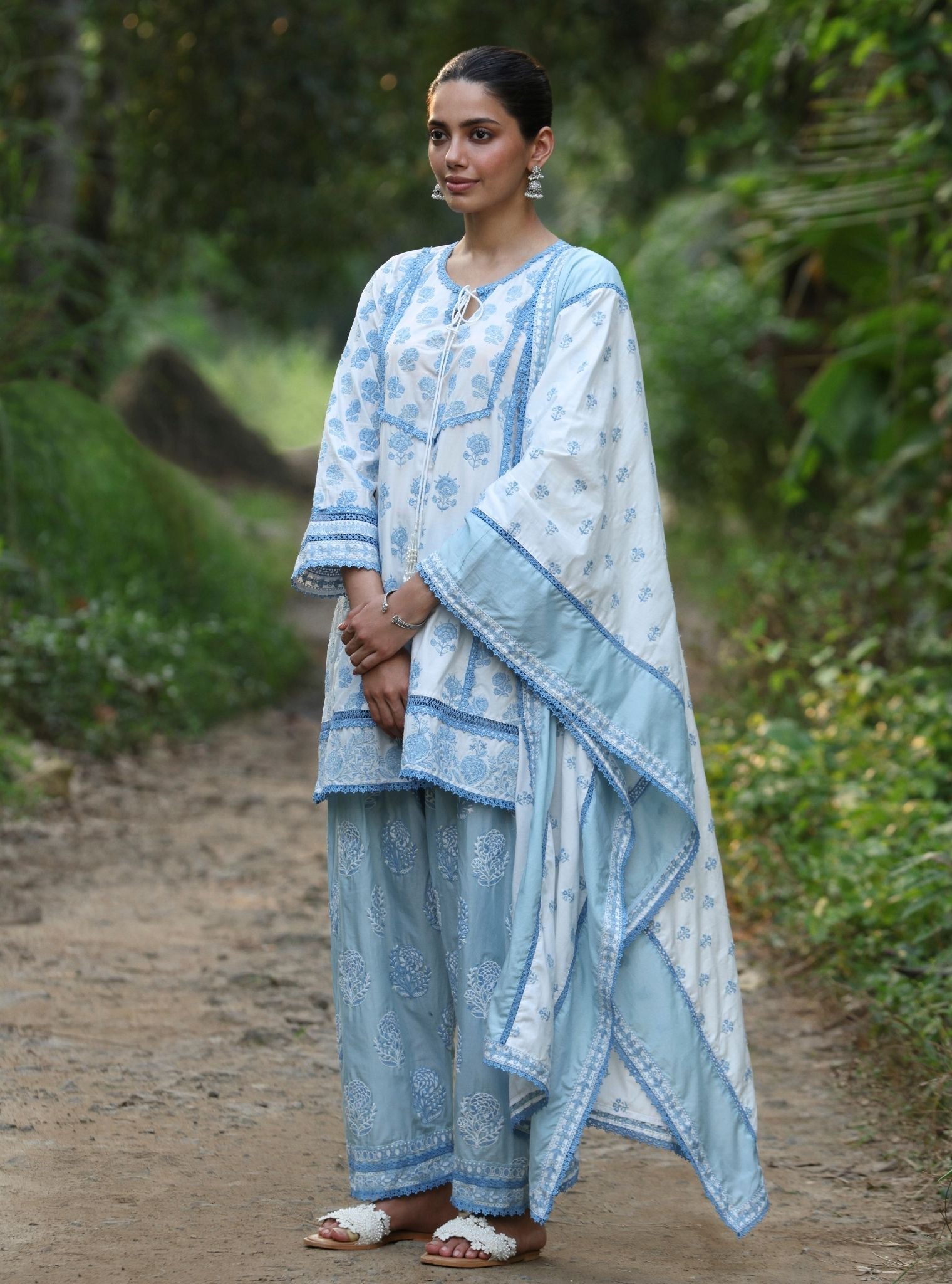 Alagi Supima Cotton White Kurta Set