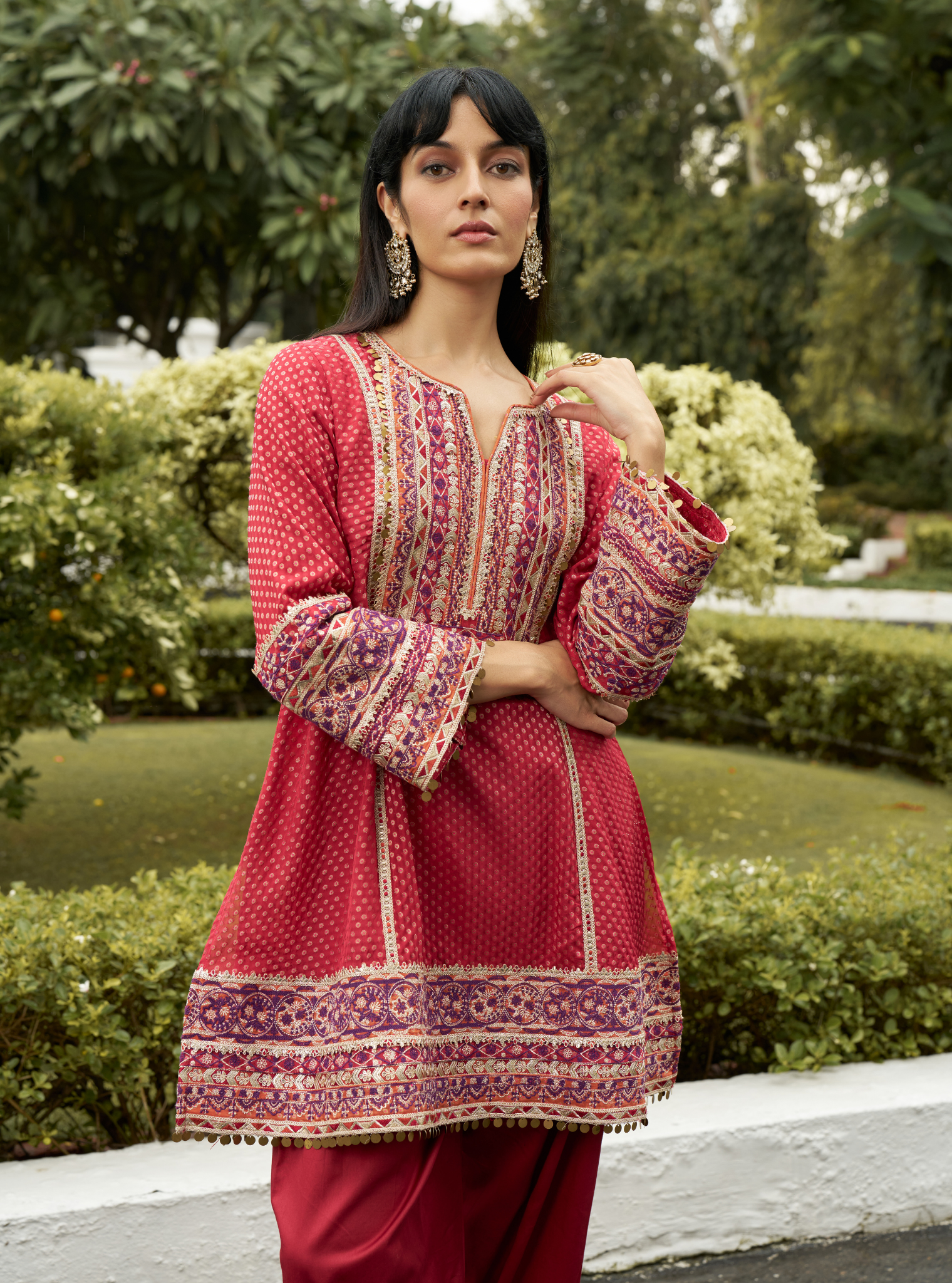 Utsavi Red Banarsi Kurta Set