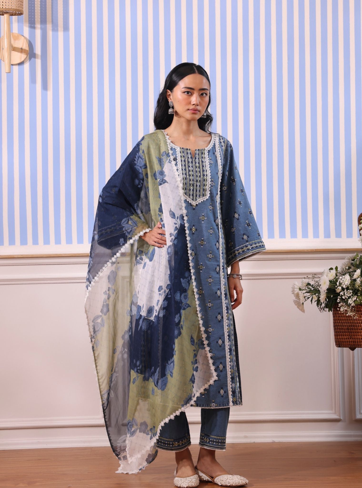 Odette Denim Kurta Set