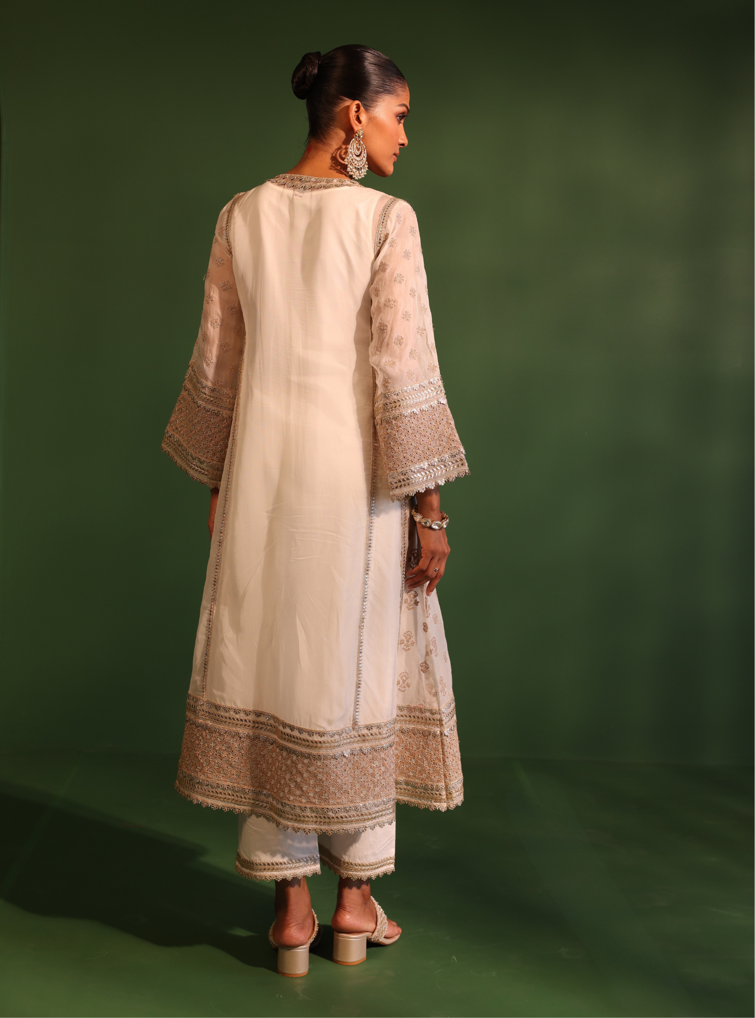 Katha Organza Off White Anarkali Kurta Set