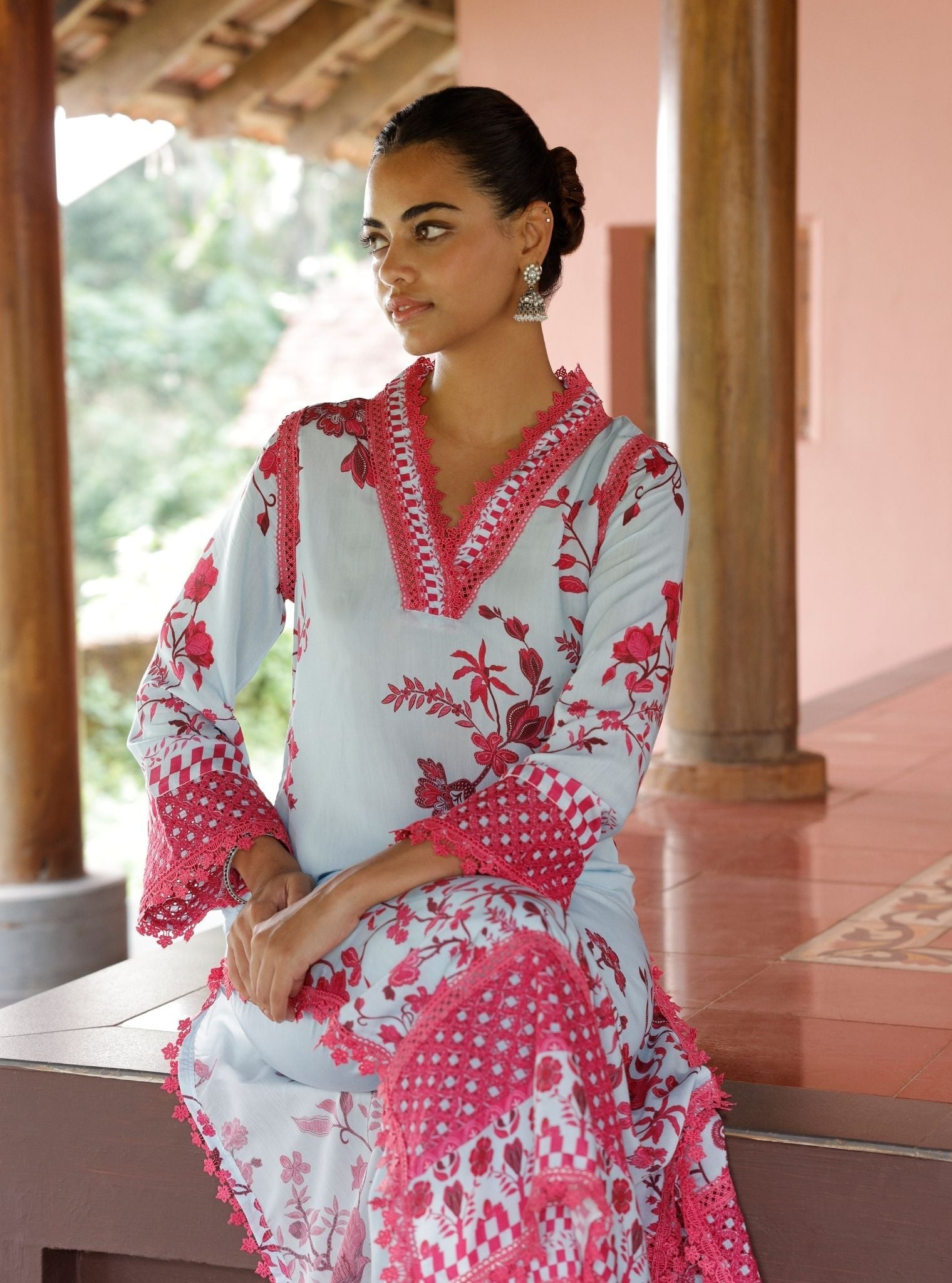 Diti Lawn Printed Blue Kurta Set