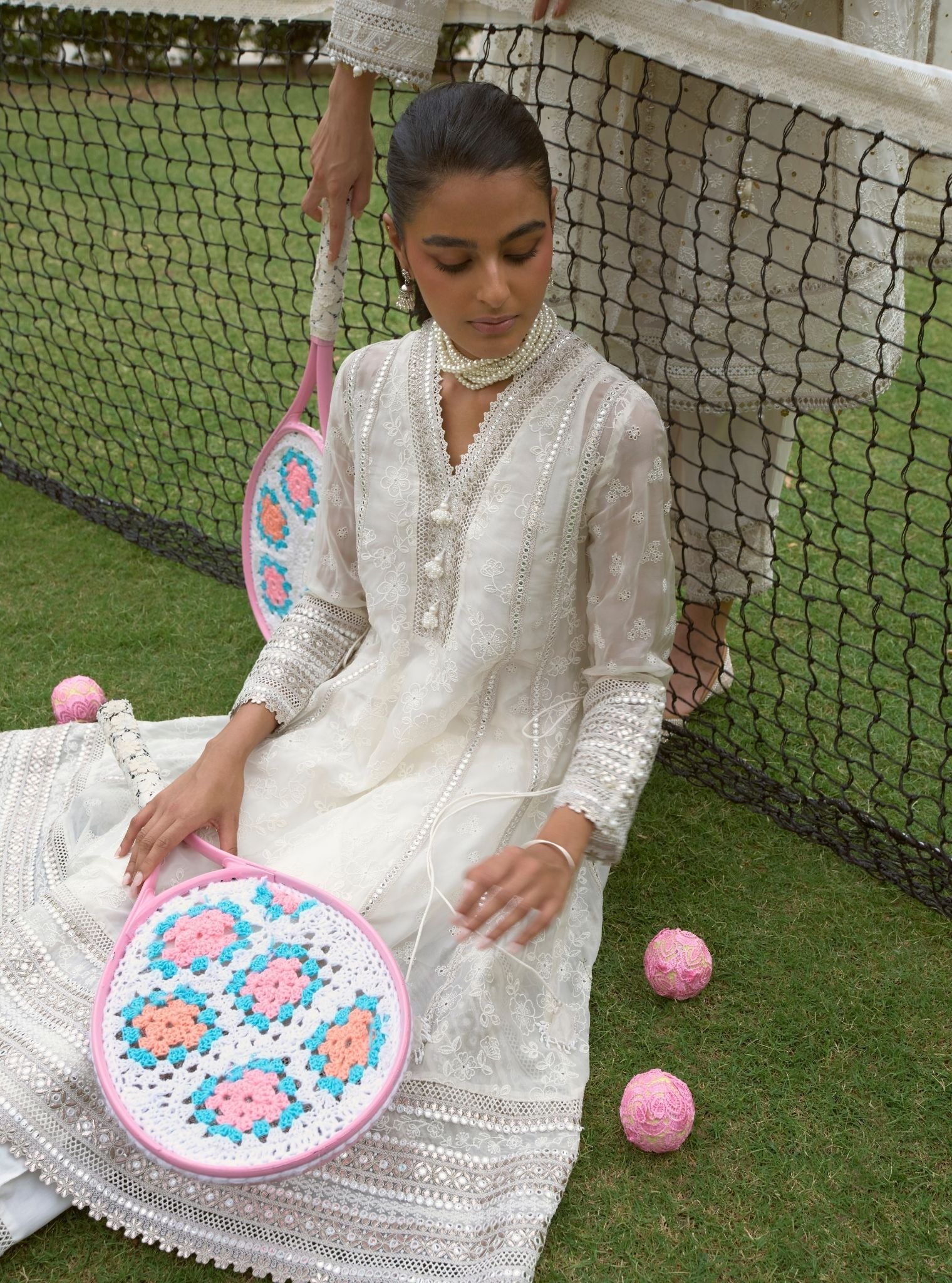 Lomika Organza Off White Anarkali Set