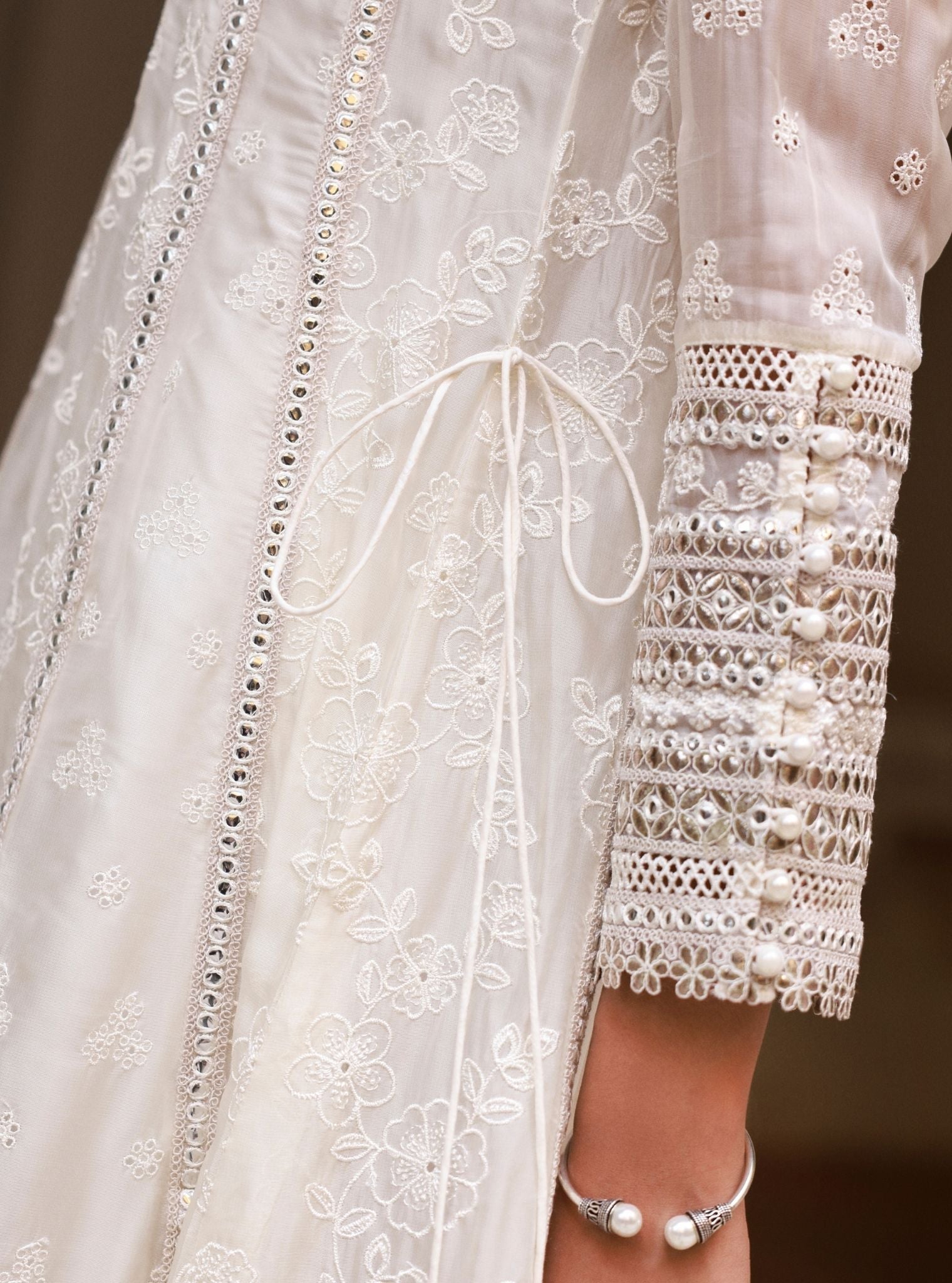 Lomika Organza Off White Anarkali Set