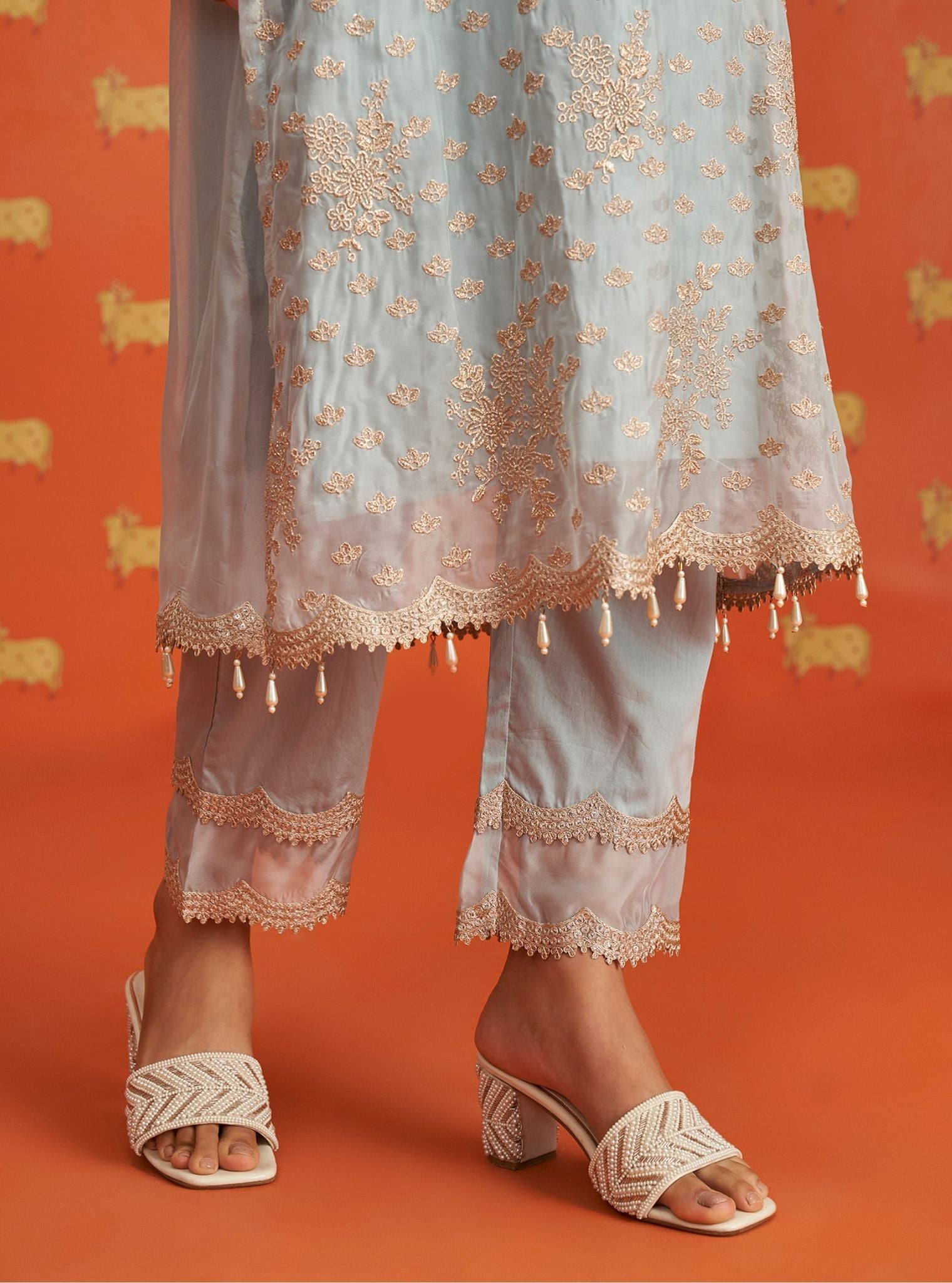 Suwanni Organza Light Blue Kurta Set