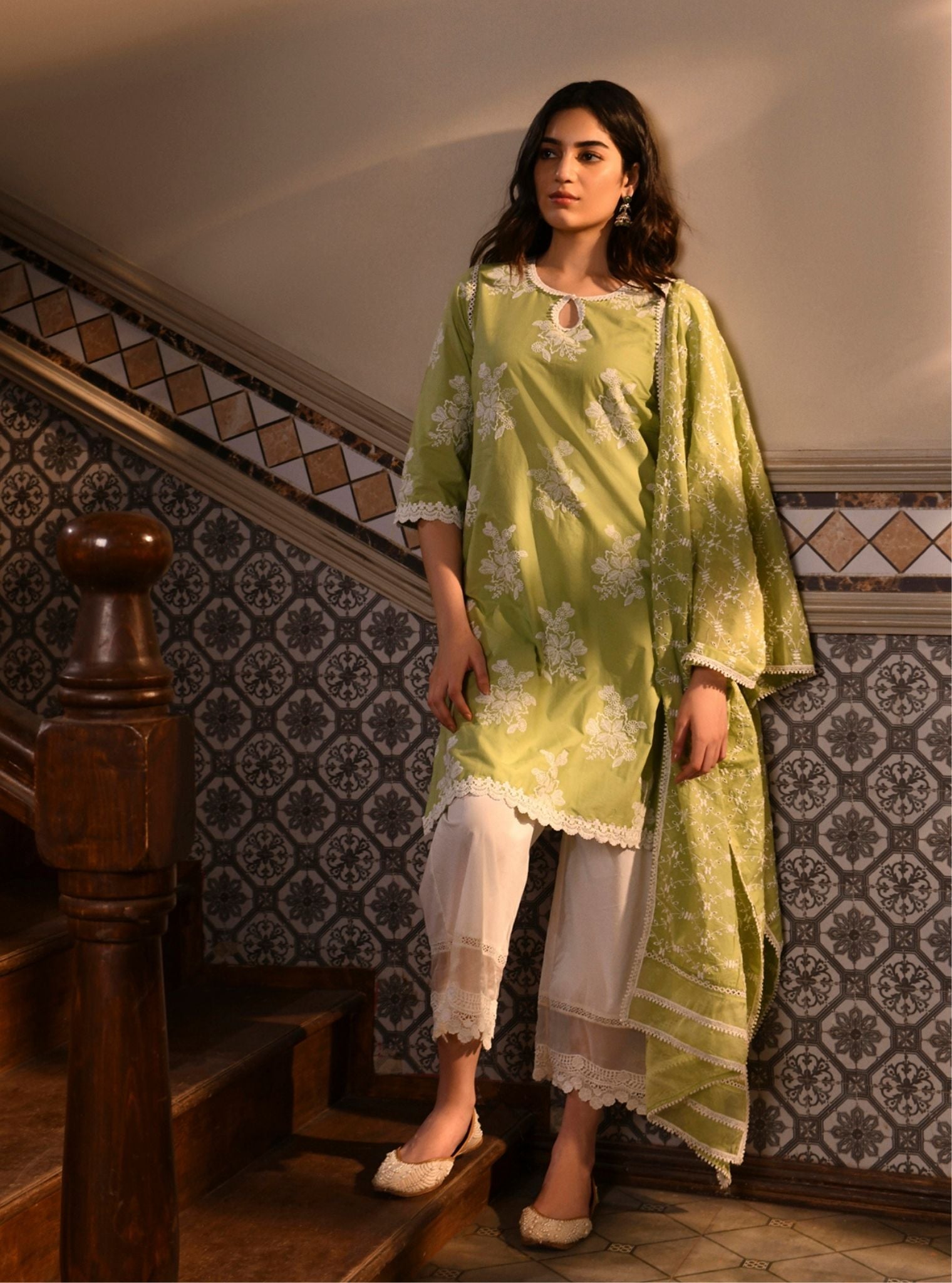 Ayda Supima Cotton Light Green Kurta Set