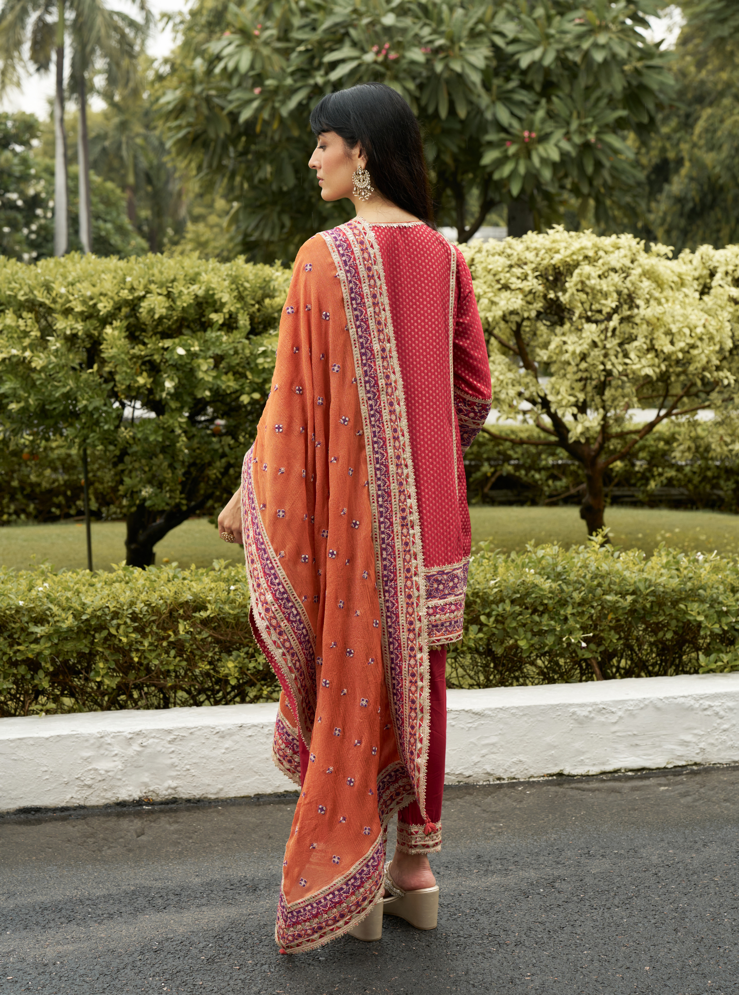 Utsavi Red Banarsi Kurta Set