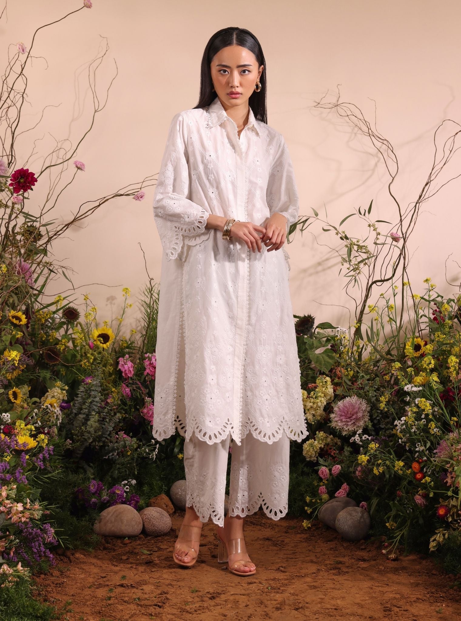 Mulmul Cotton Magnus White Kurta With Mulmul Cotton Magnus White Kurta