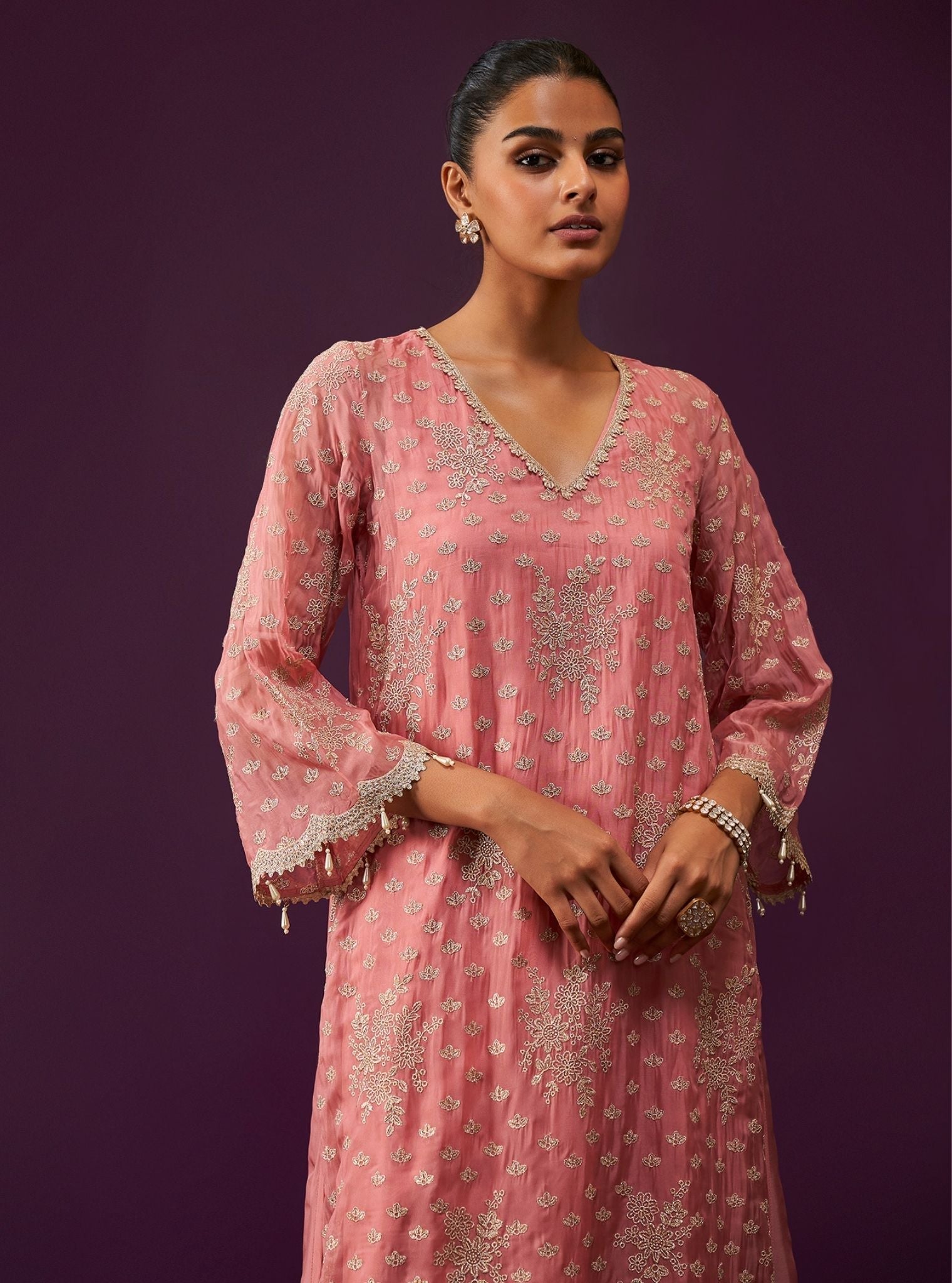 Suwanni Organza Mauve Kurta Set