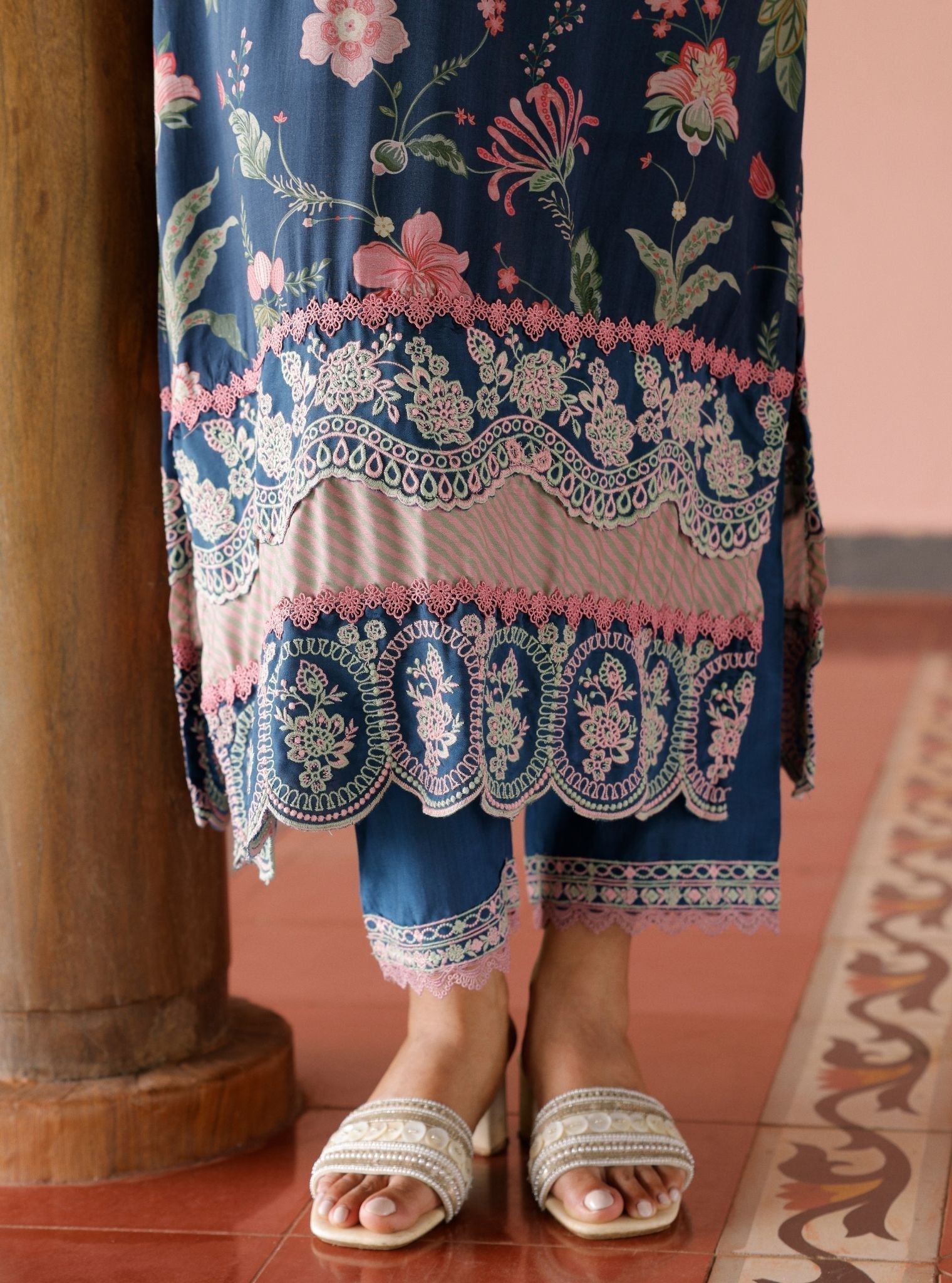 Rohi Lawn Printed Navy Kurta Set