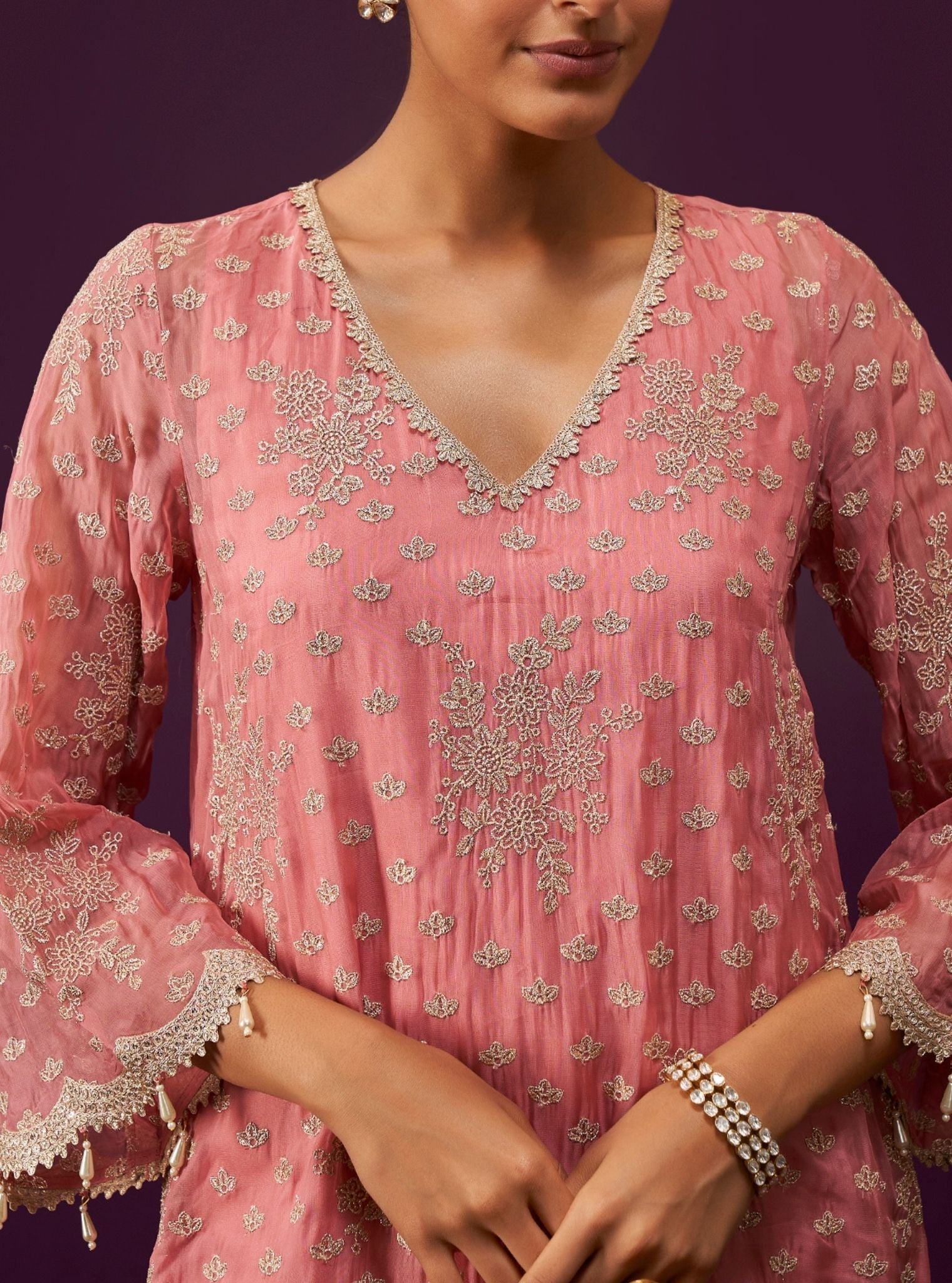 Suwanni Organza Mauve Kurta Set