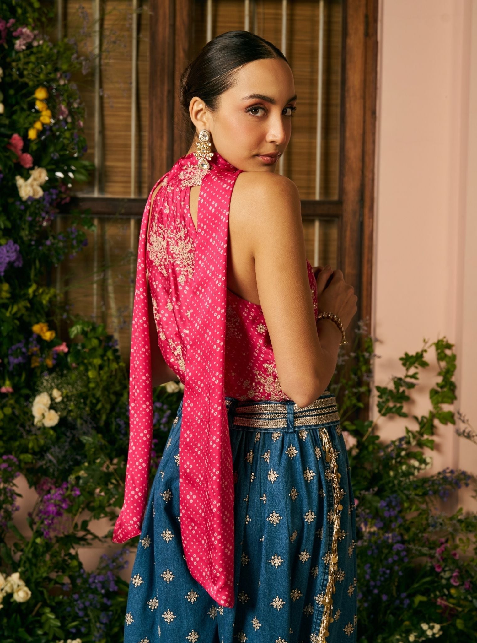 Sajhvi Cupro Satin Fuchsia Co-ord Set