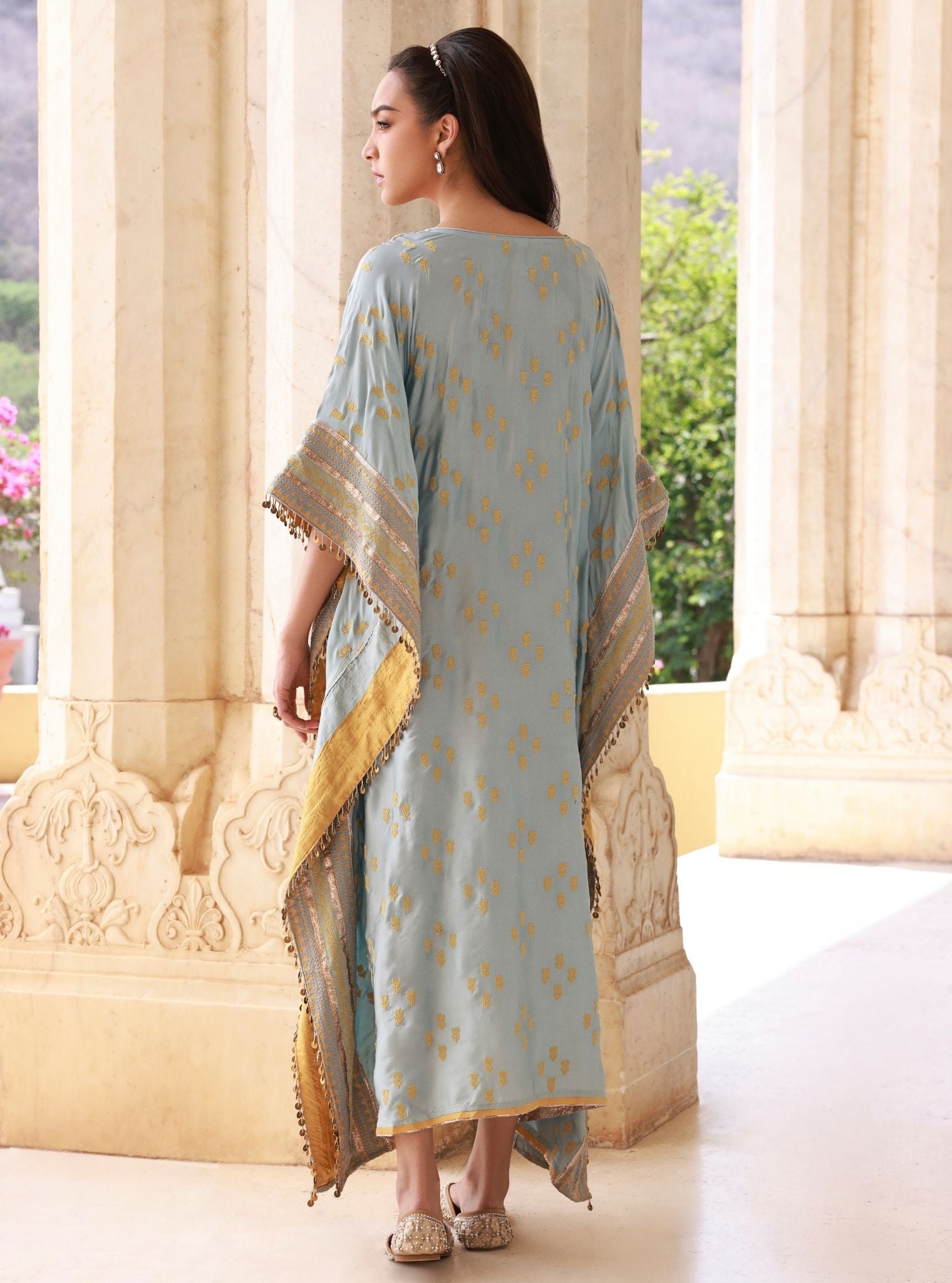 Nishaya Bemberg Satin Blue Kaftan
