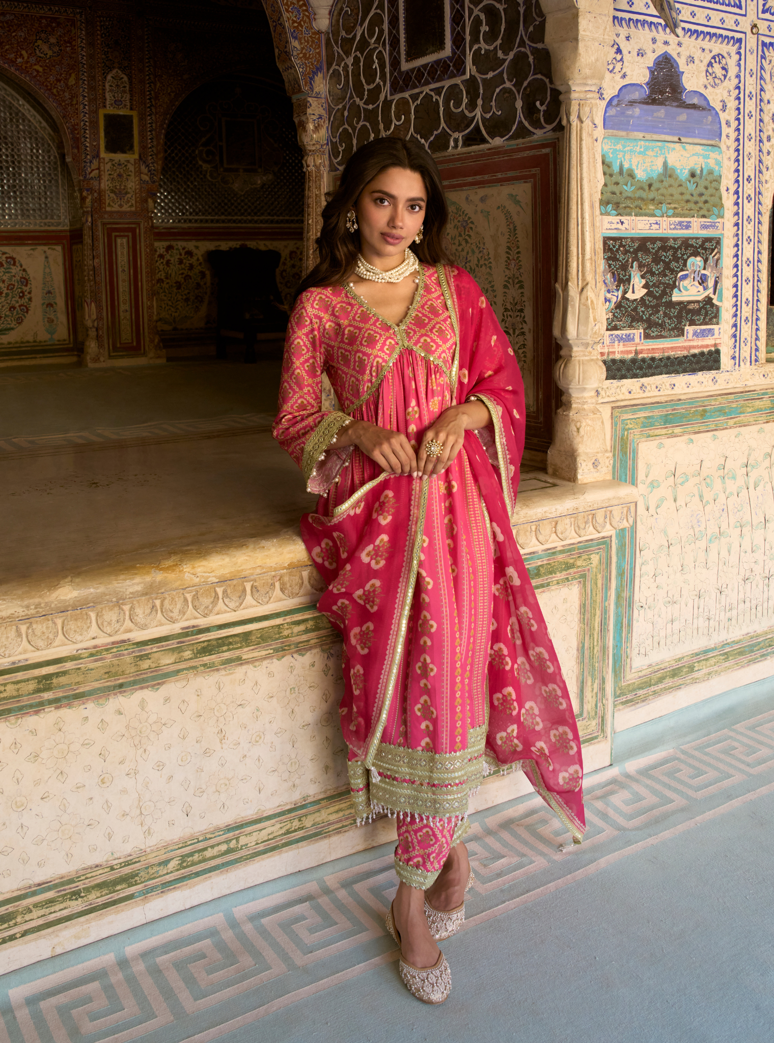 Uvrita Lawn Fuschia Anarkali Set
