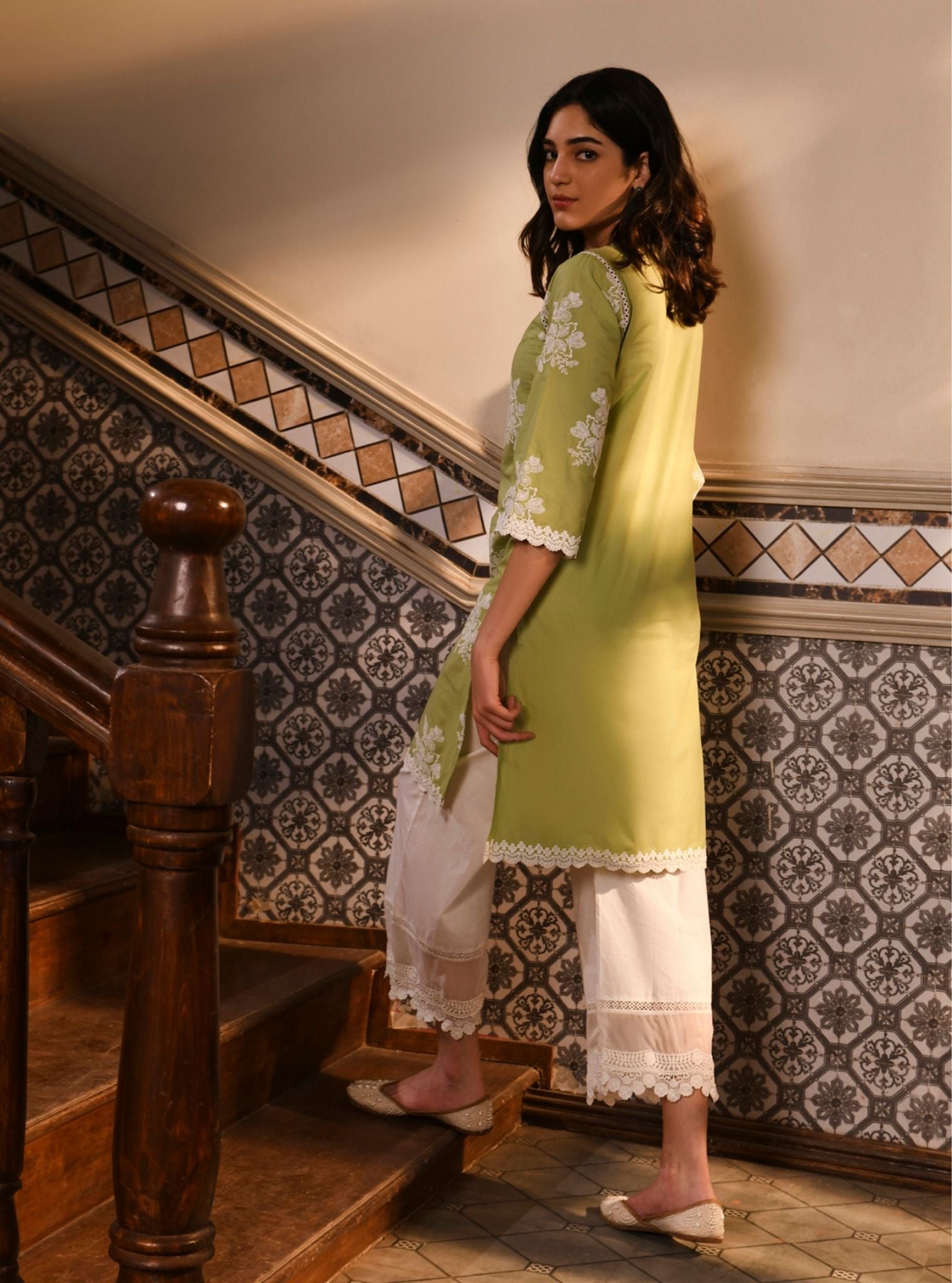 Ayda Supima Cotton Light Green Kurta Set