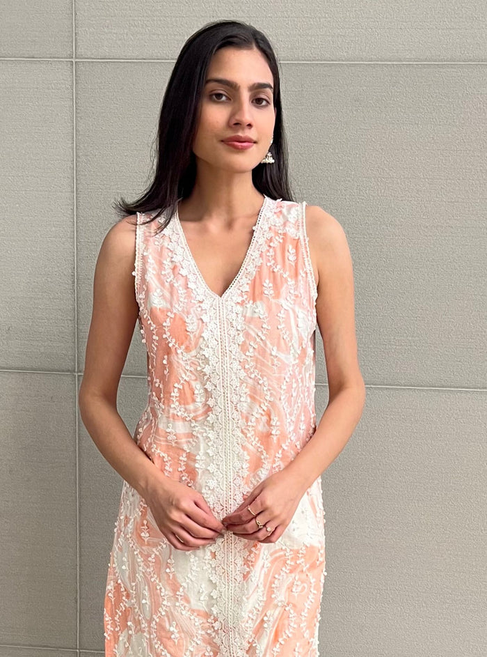 Mulmul Supima Cotton Marble Avalon Pink kurta