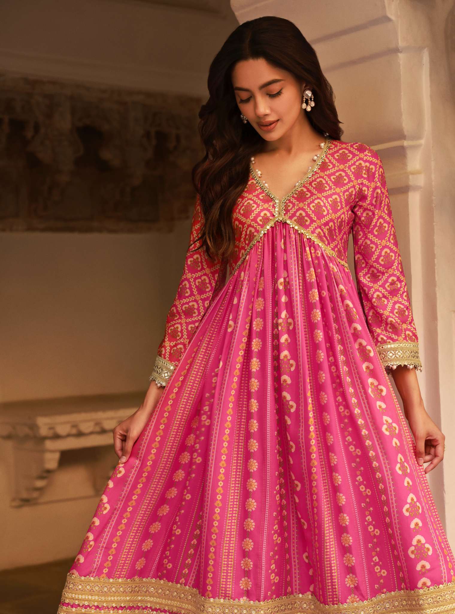 Uvrita Lawn Fuschia Anarkali Set