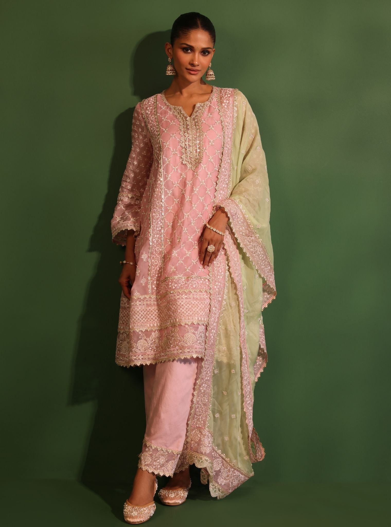 Mulmul Organza Suhana Green Dupatta