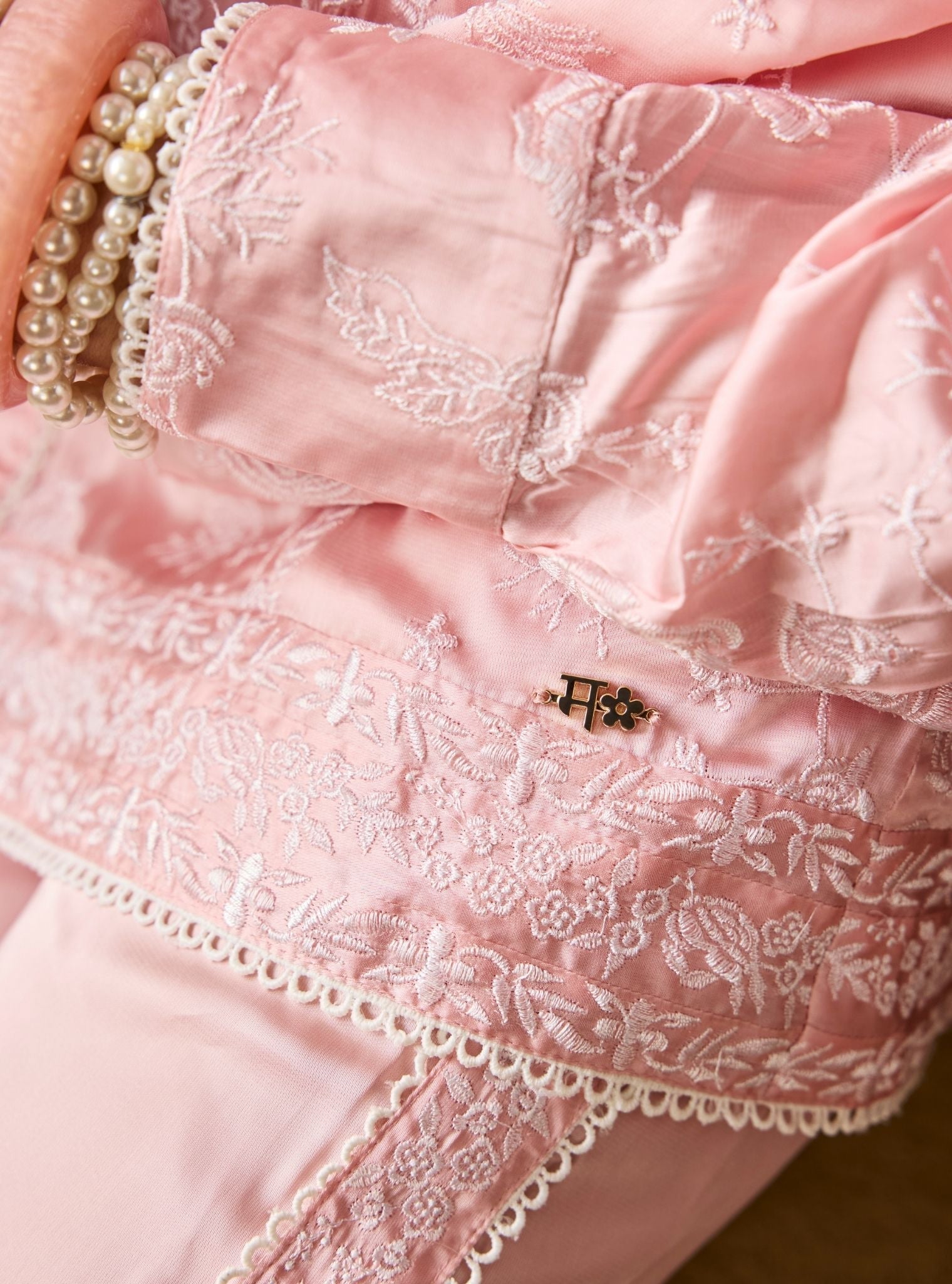 Zuvina Cupro Satin Onion Pink Shirt Set