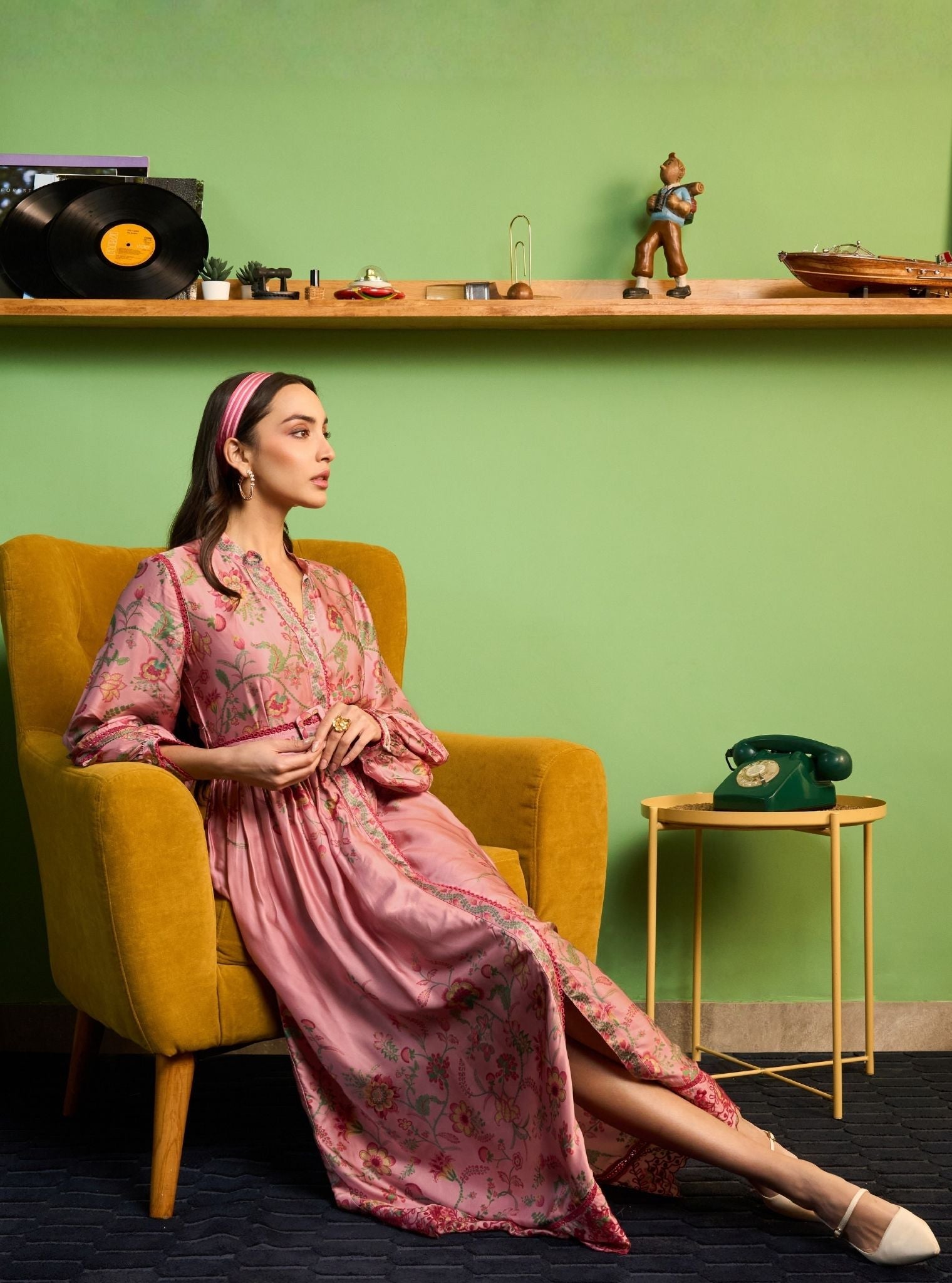 Samreen Cupro Satin Pink Printed Dress