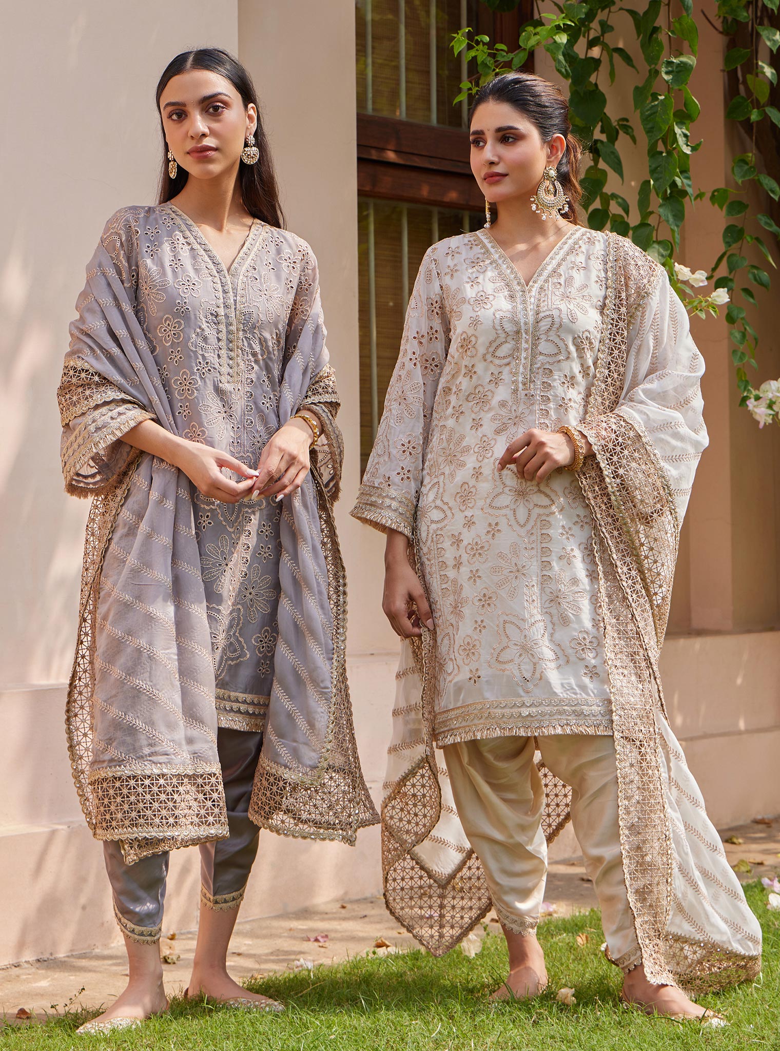 Ekani Organza Grey Kurta with Salwar Set