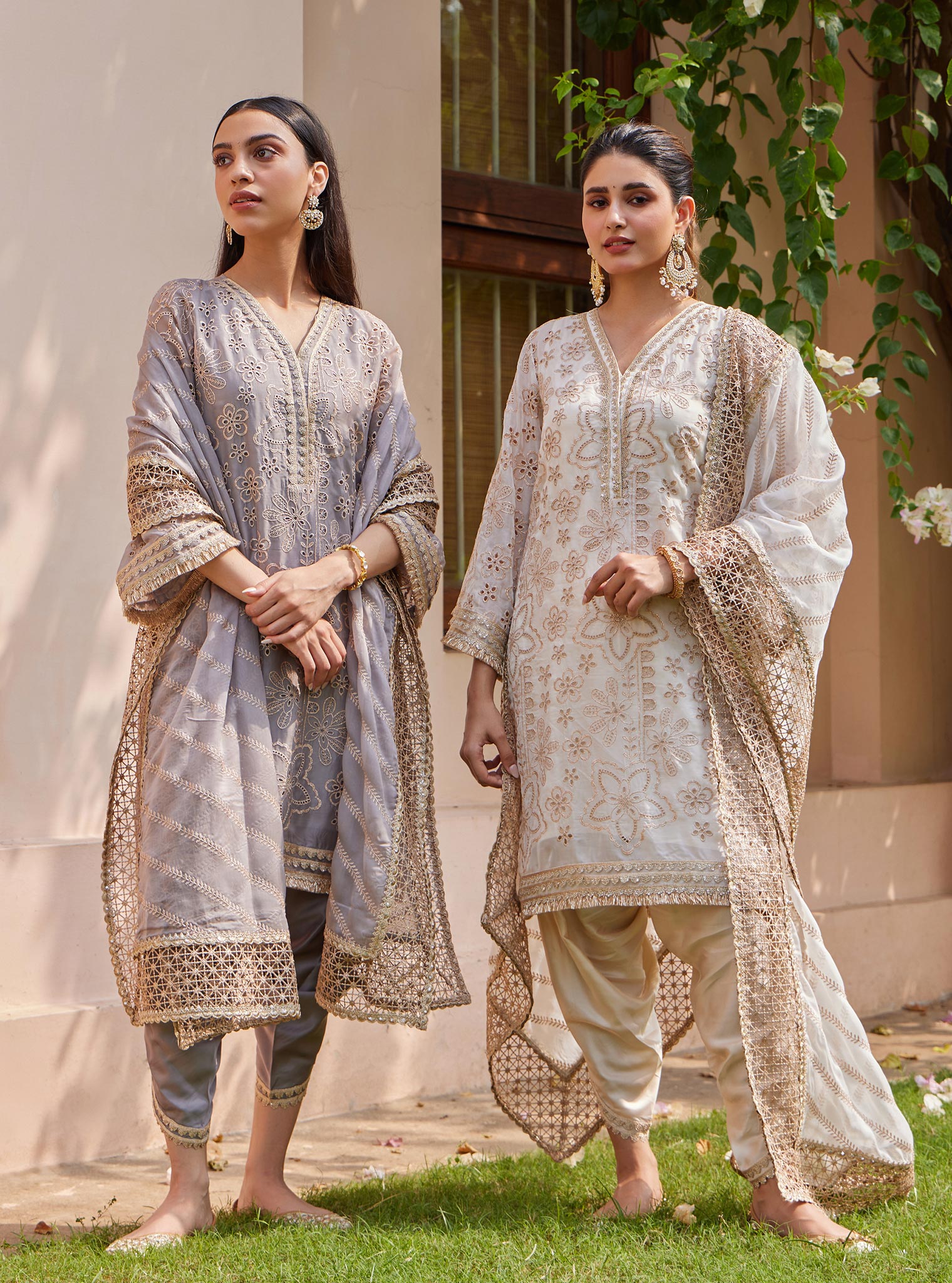 Ekani Organza Grey Kurta with Salwar Set