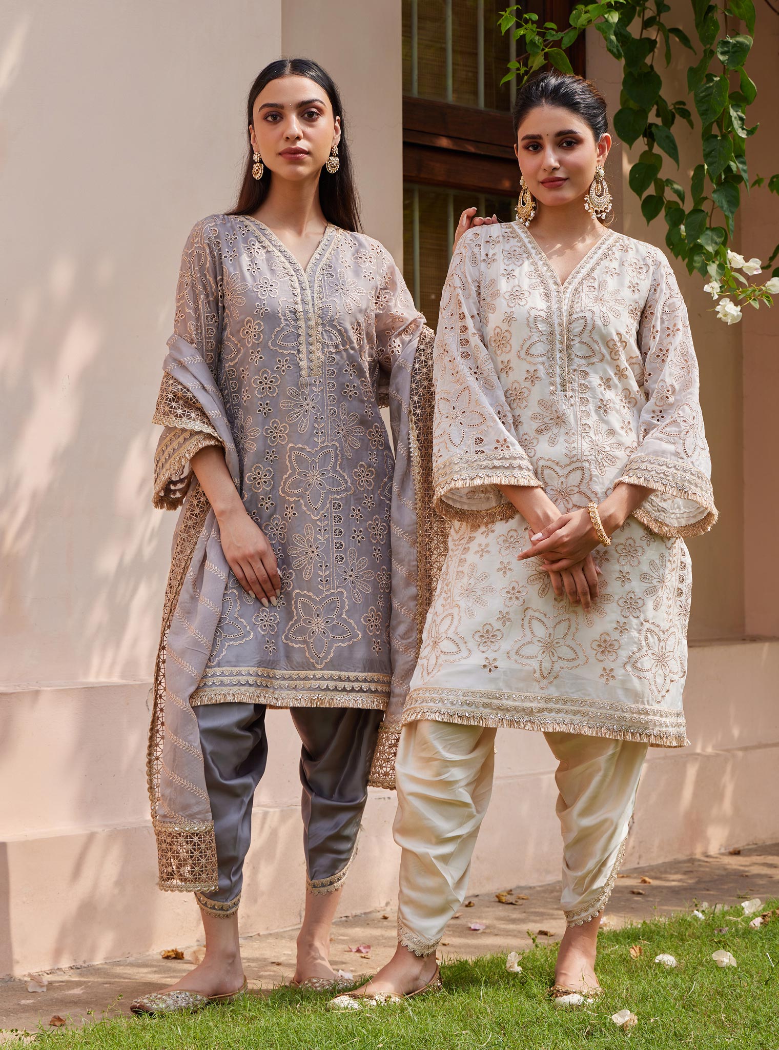 Ekani Organza Grey Kurta with Salwar Set