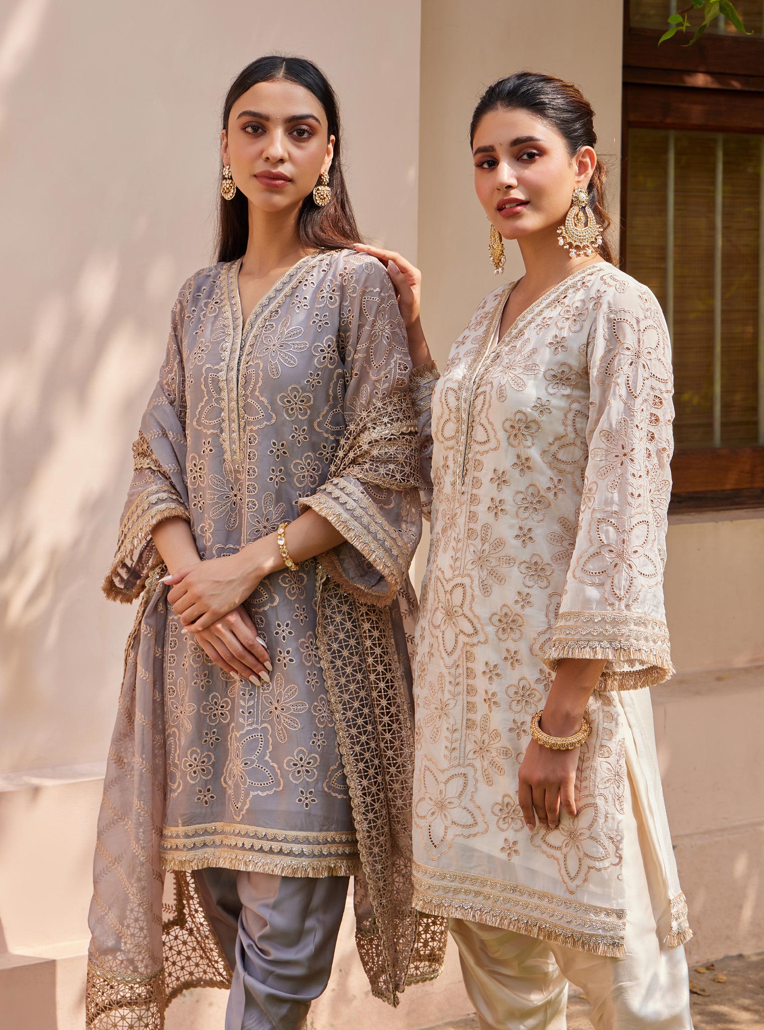 Ekani Organza Grey Kurta with Salwar Set
