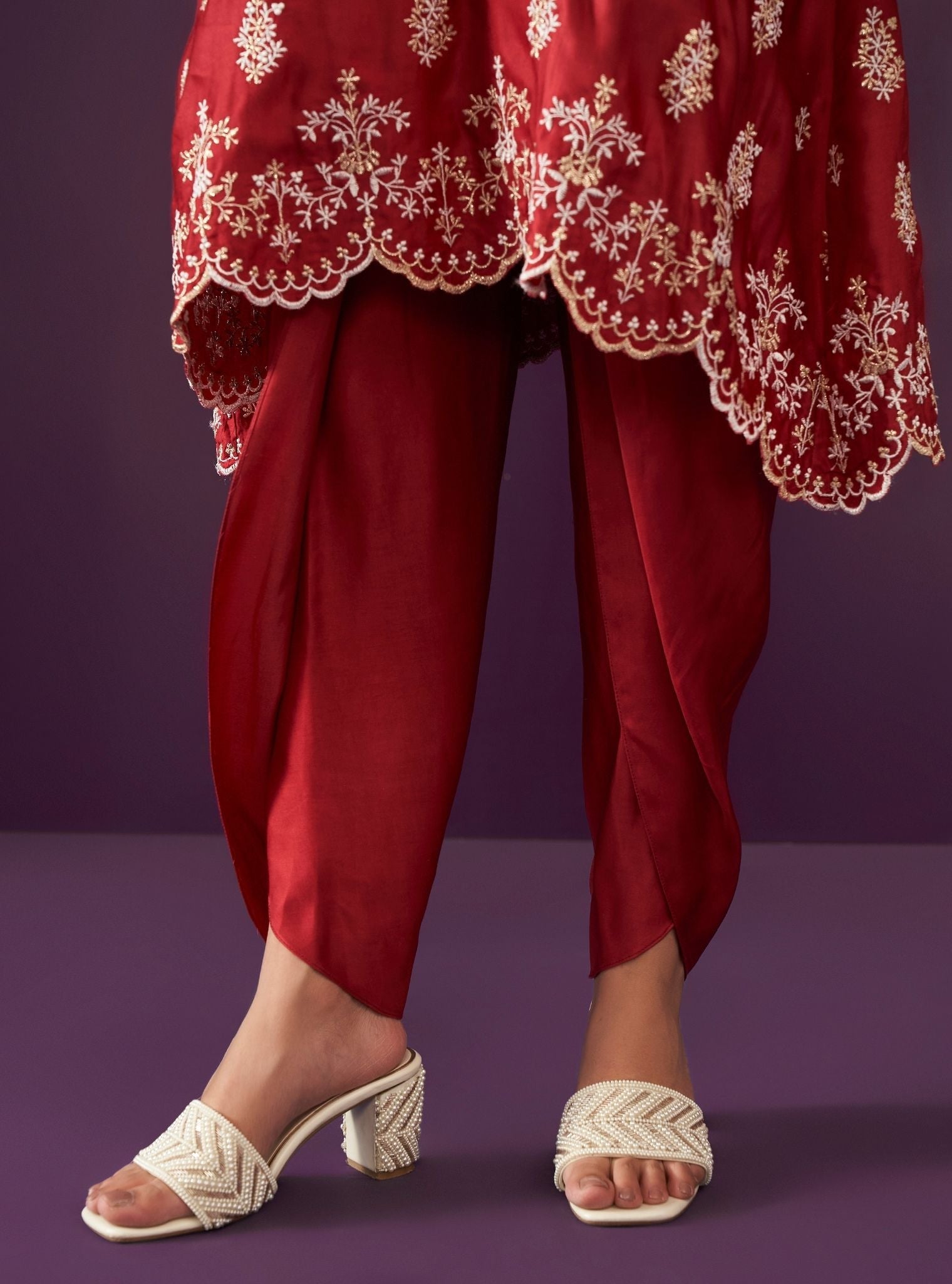 Callaia Cupro Satin Red Kurta Set