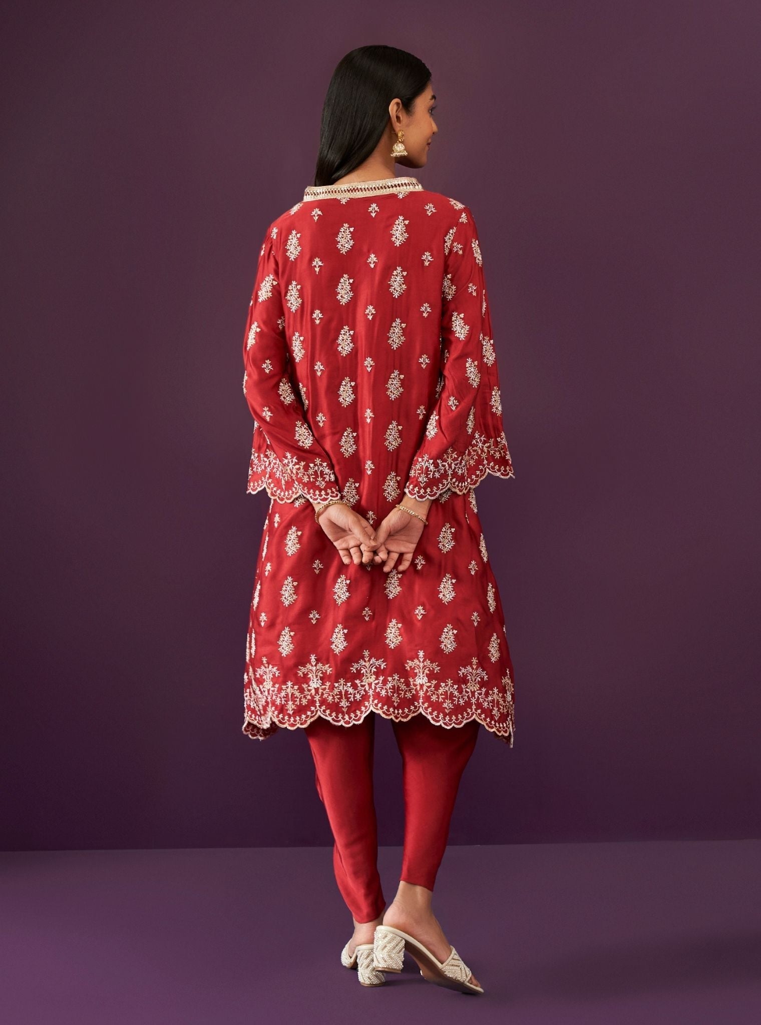Callaia Cupro Satin Red Kurta Set