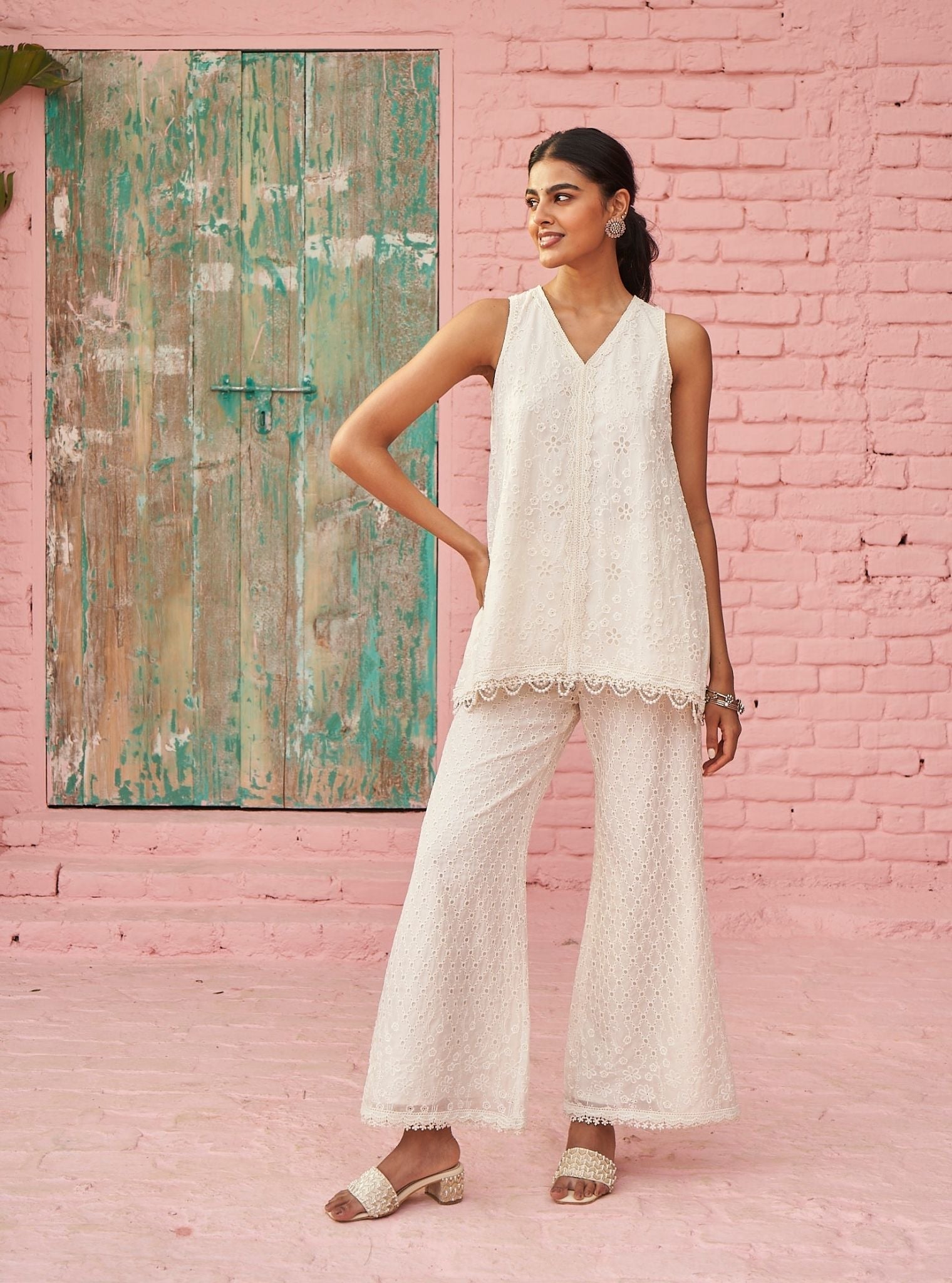 Rehanshi Organza Off White Co-ord Set