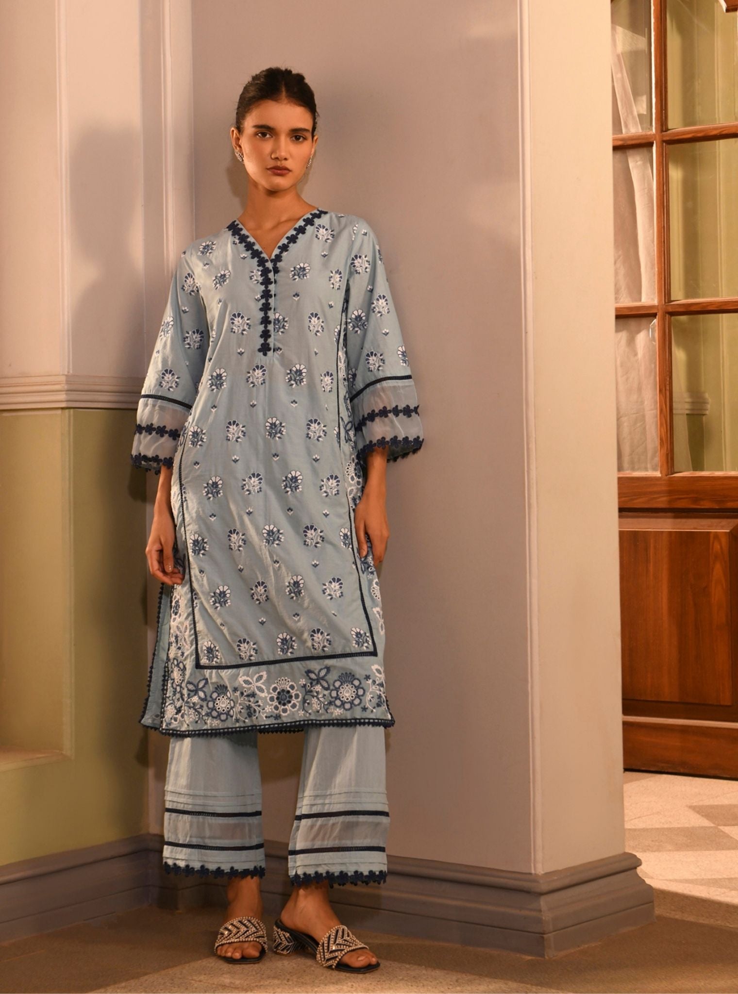 Banu Supima Cotton Light Blue Kurta Set