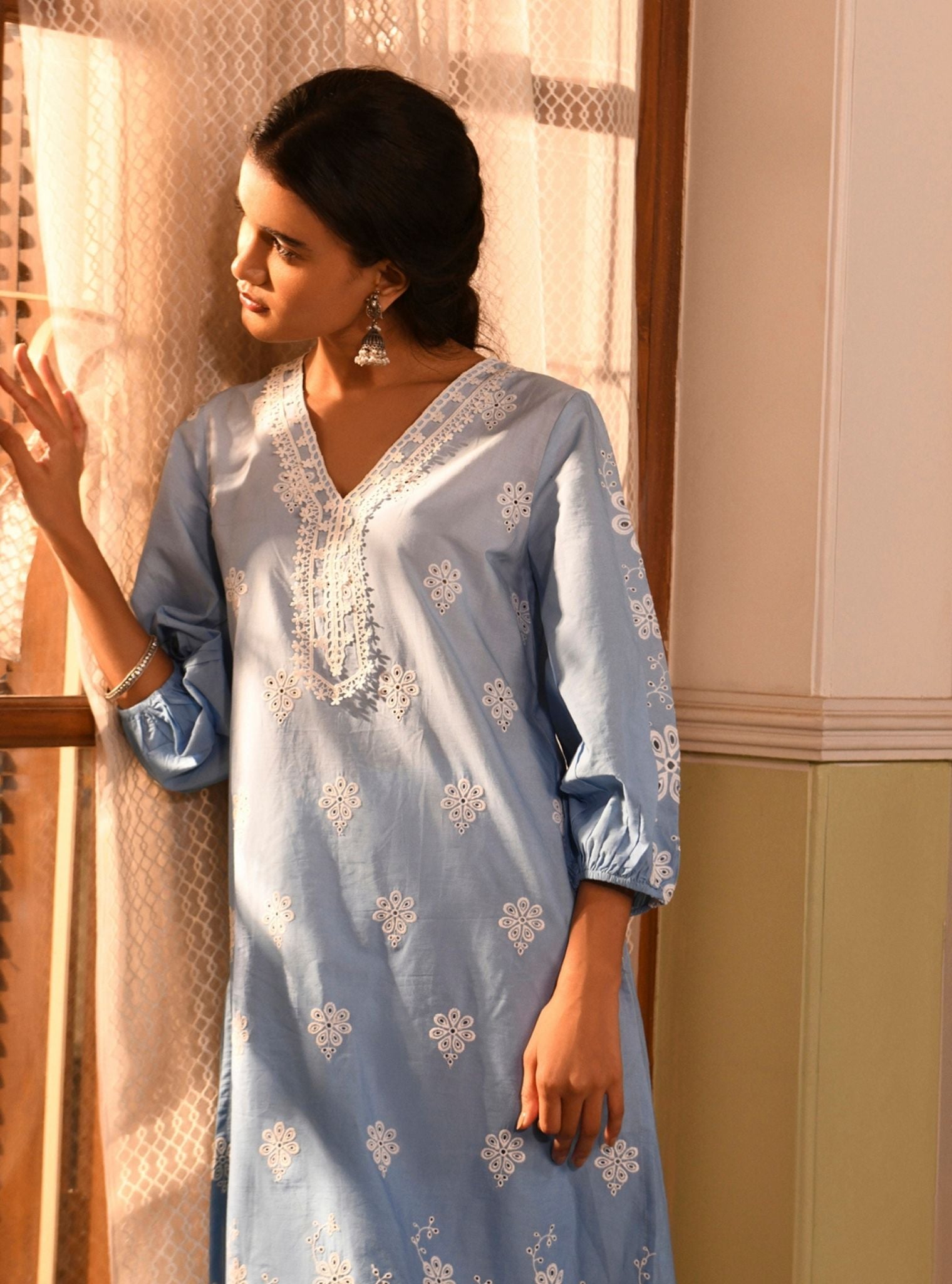 Malta Supima Cotton Blue Kurta Set