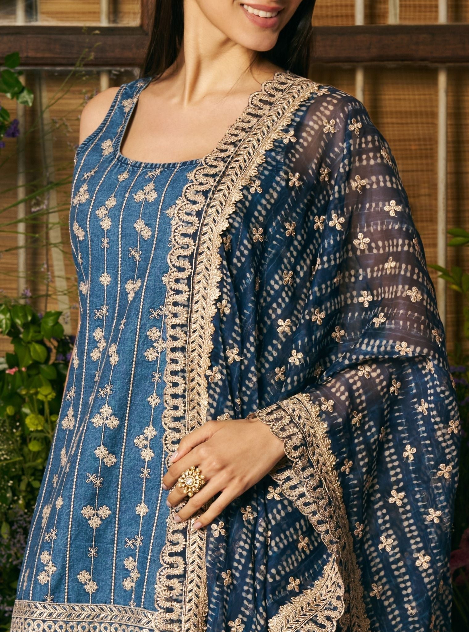 Muski Denim Blue Garara Set