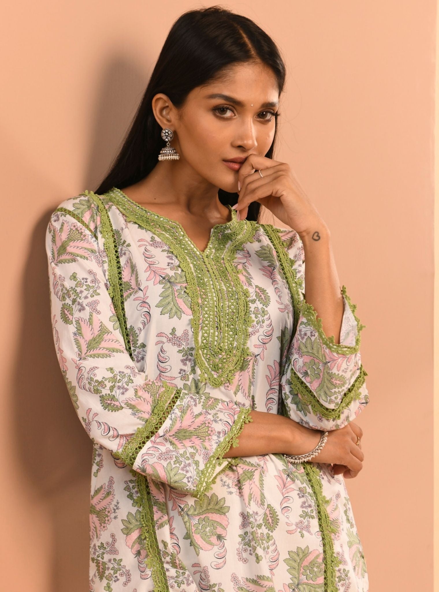 Mulmul Supima Cotton Esti Green Kurta