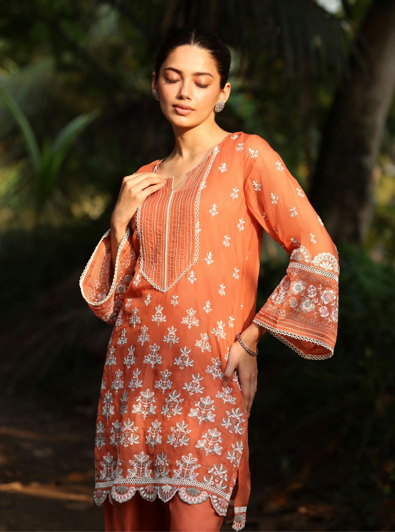 Shail Organza Teracotta Kurta Set