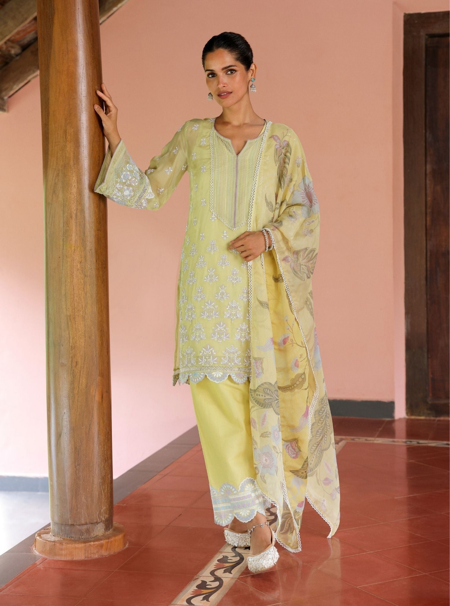 Shail Organza Lime Kurta Set
