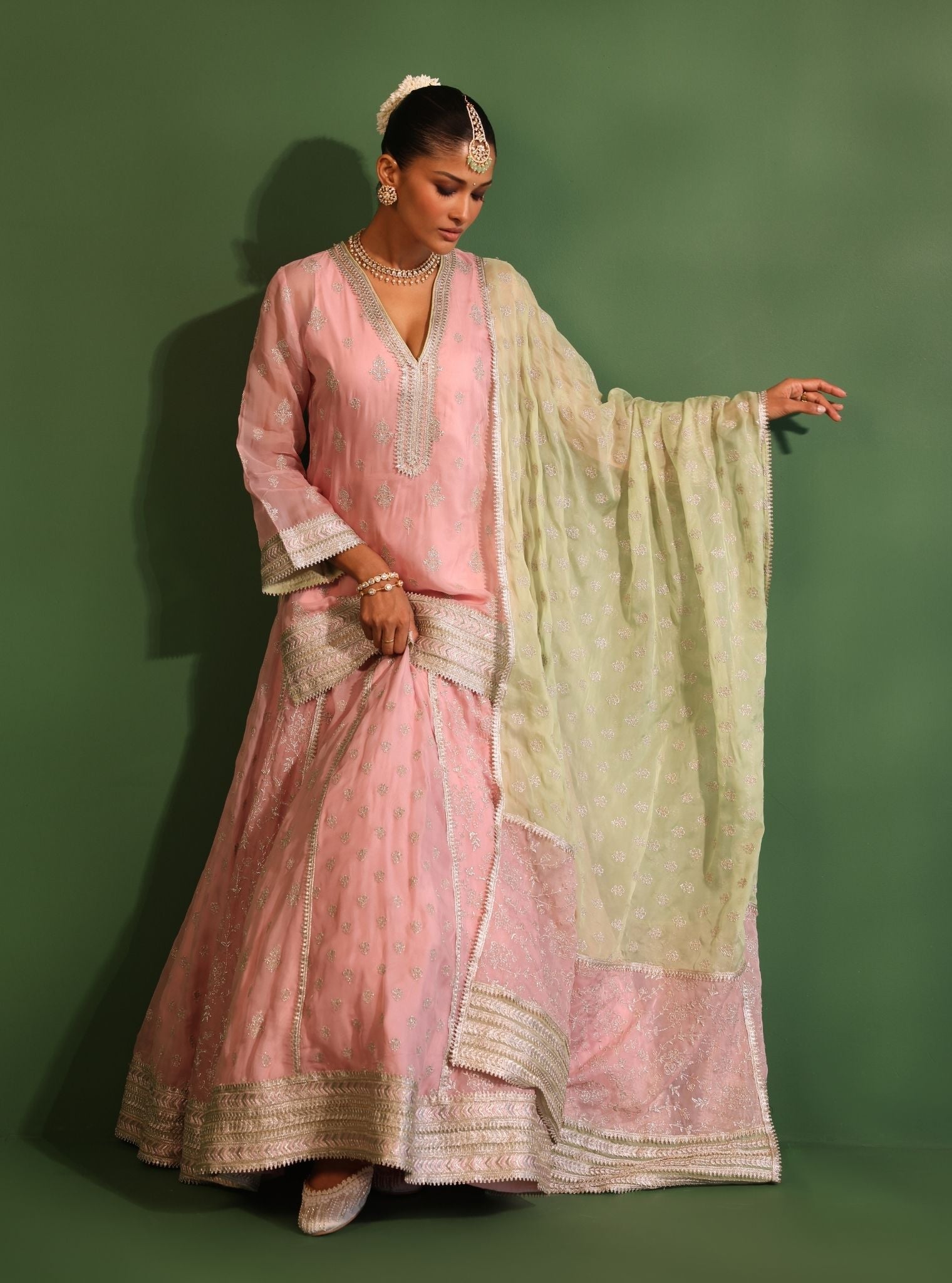 Tarang Organza Onion Pink Kurta Set