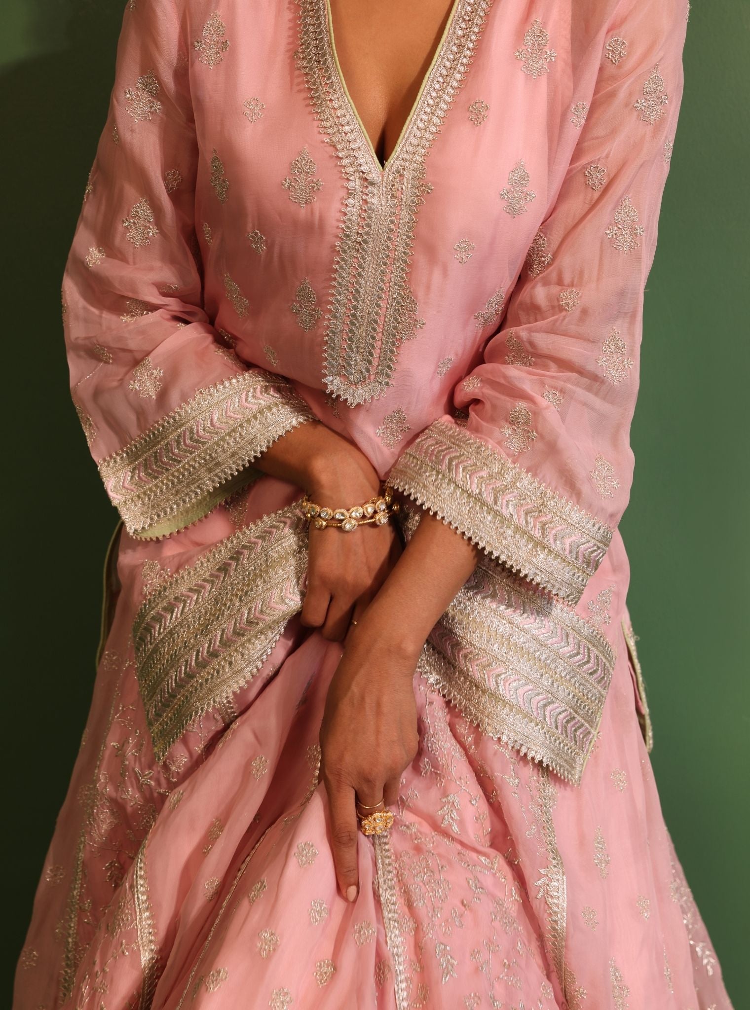 Tarang Organza Onion Pink Kurta Set