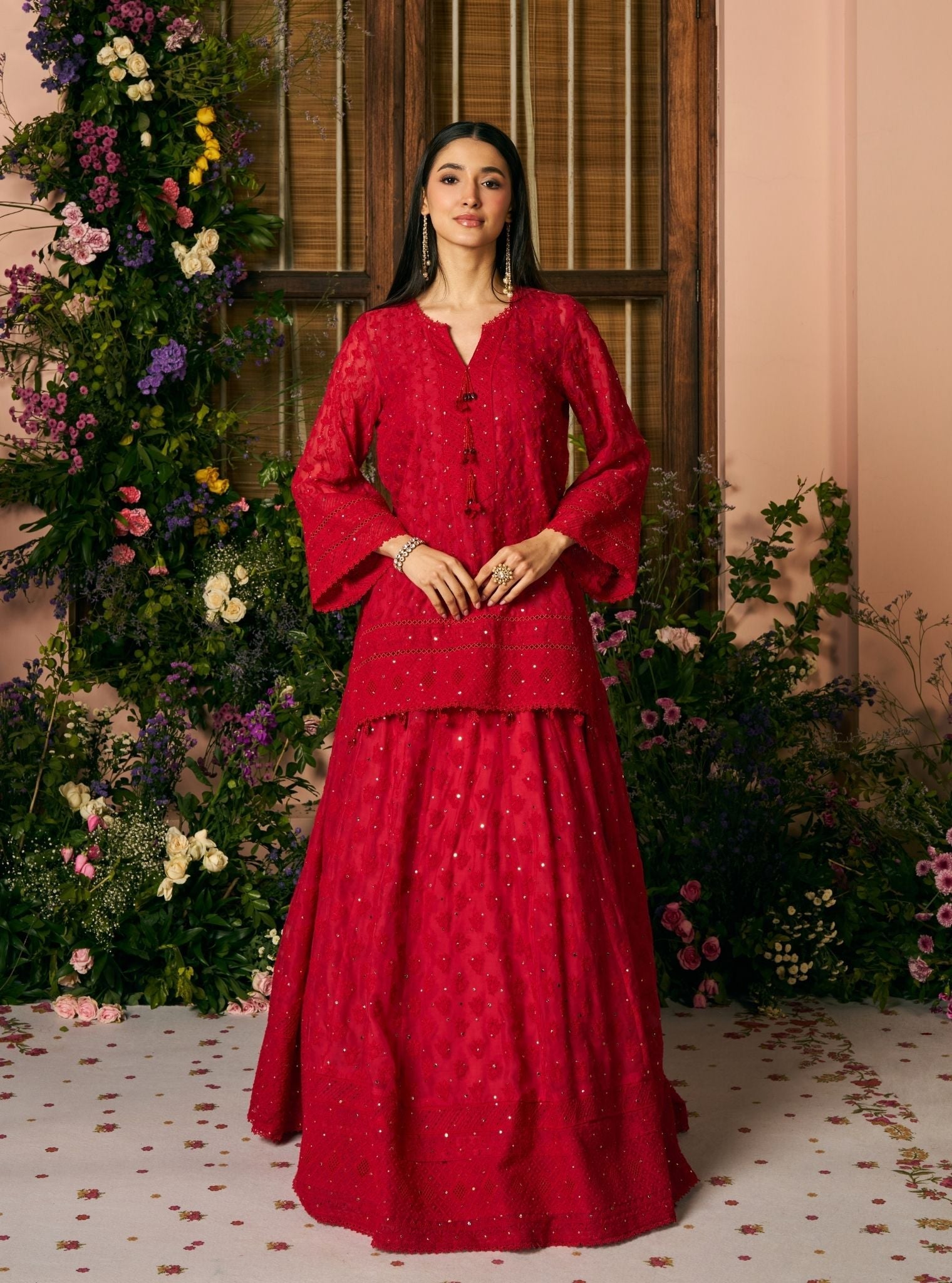 Kilol Organza Red Lehenga
