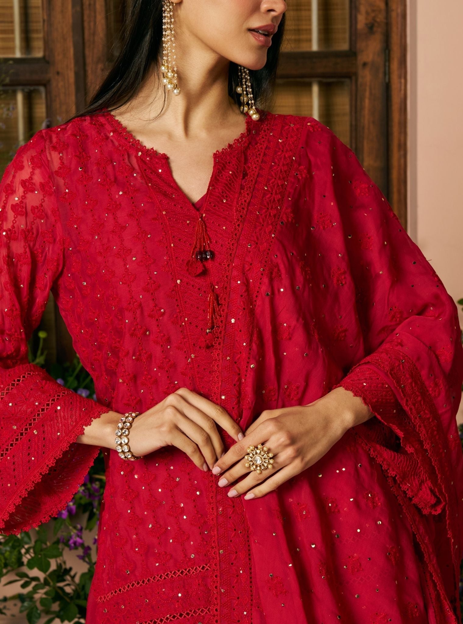 Kilol Organza Red Lehenga