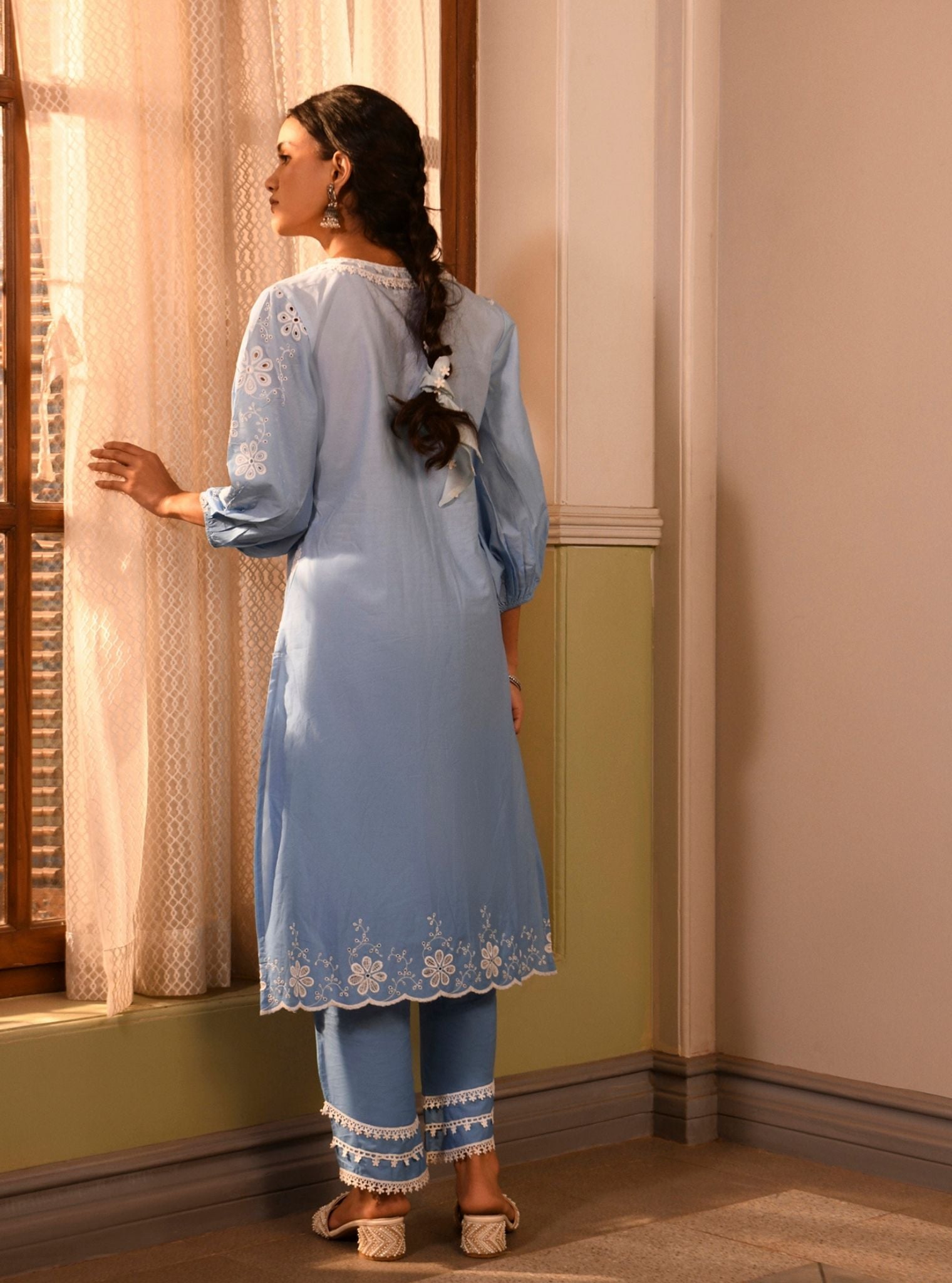 Malta Supima Cotton Blue Kurta Set