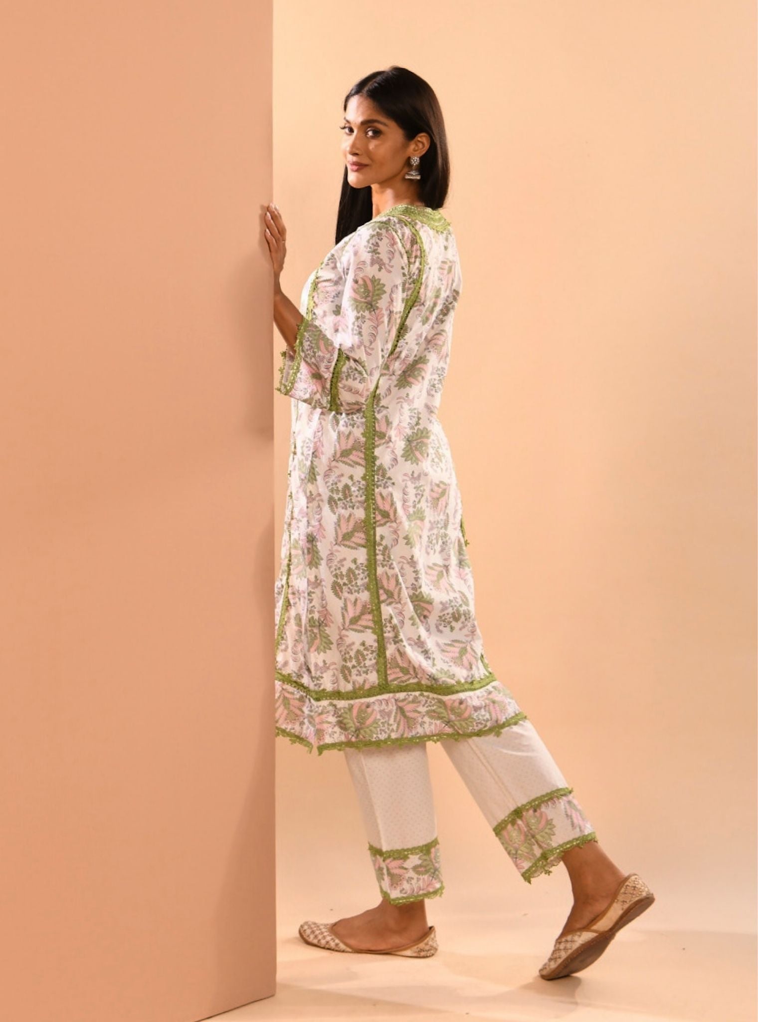Mulmul Supima Cotton Esti Green Kurta