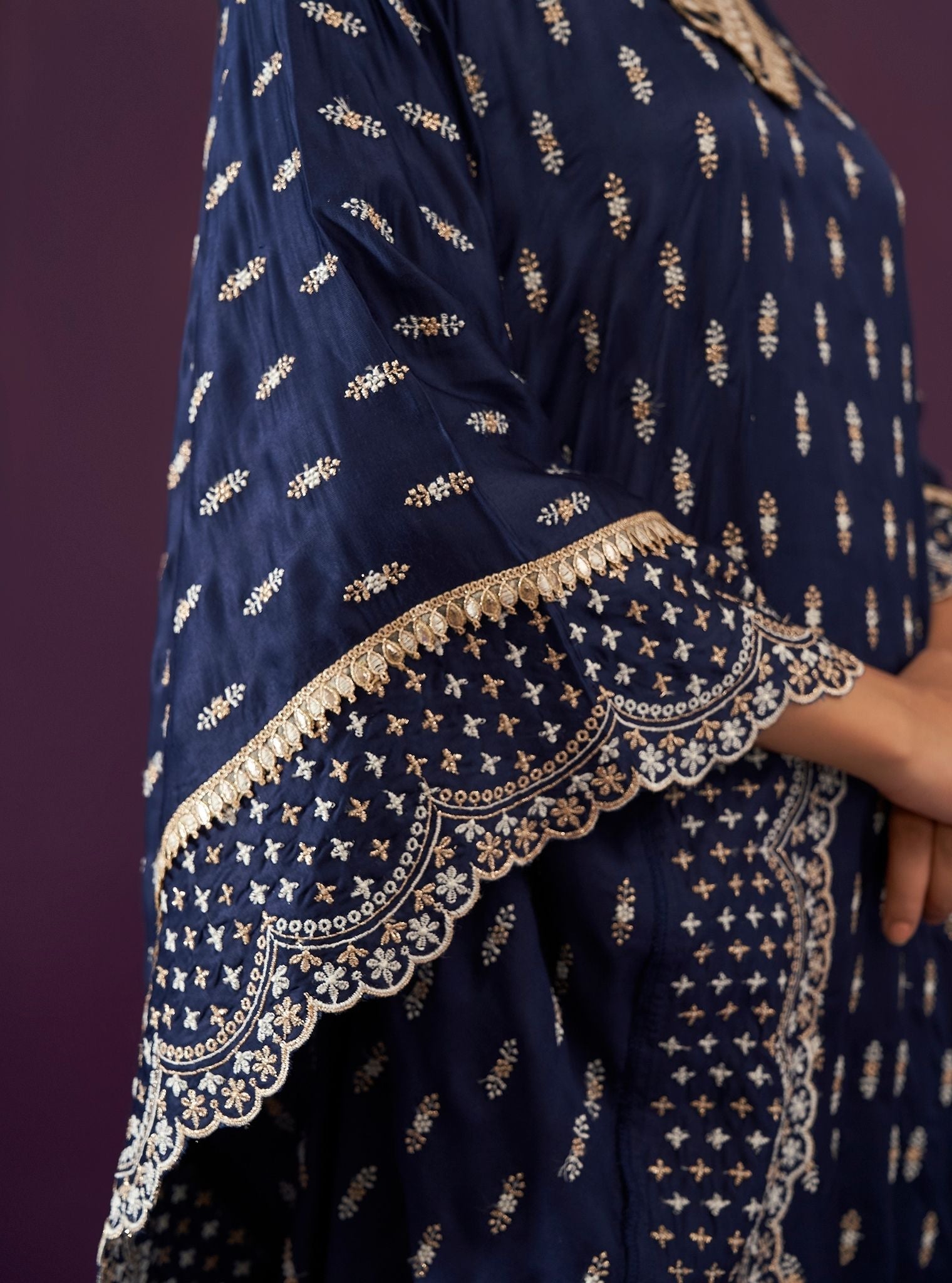 Florian Cupro Satin Navy kaftan