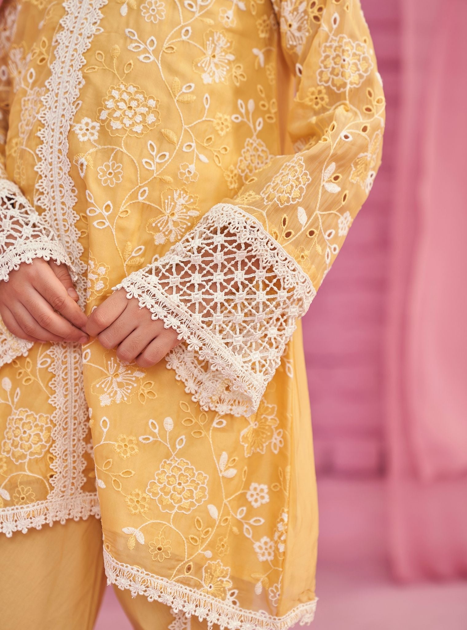 Safira Organza Yellow Kurta with Dhoti Pant Set