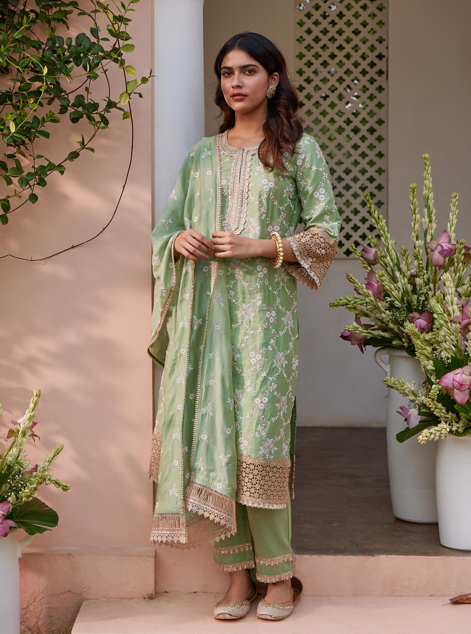 Agasti Pima Green Kurta Set