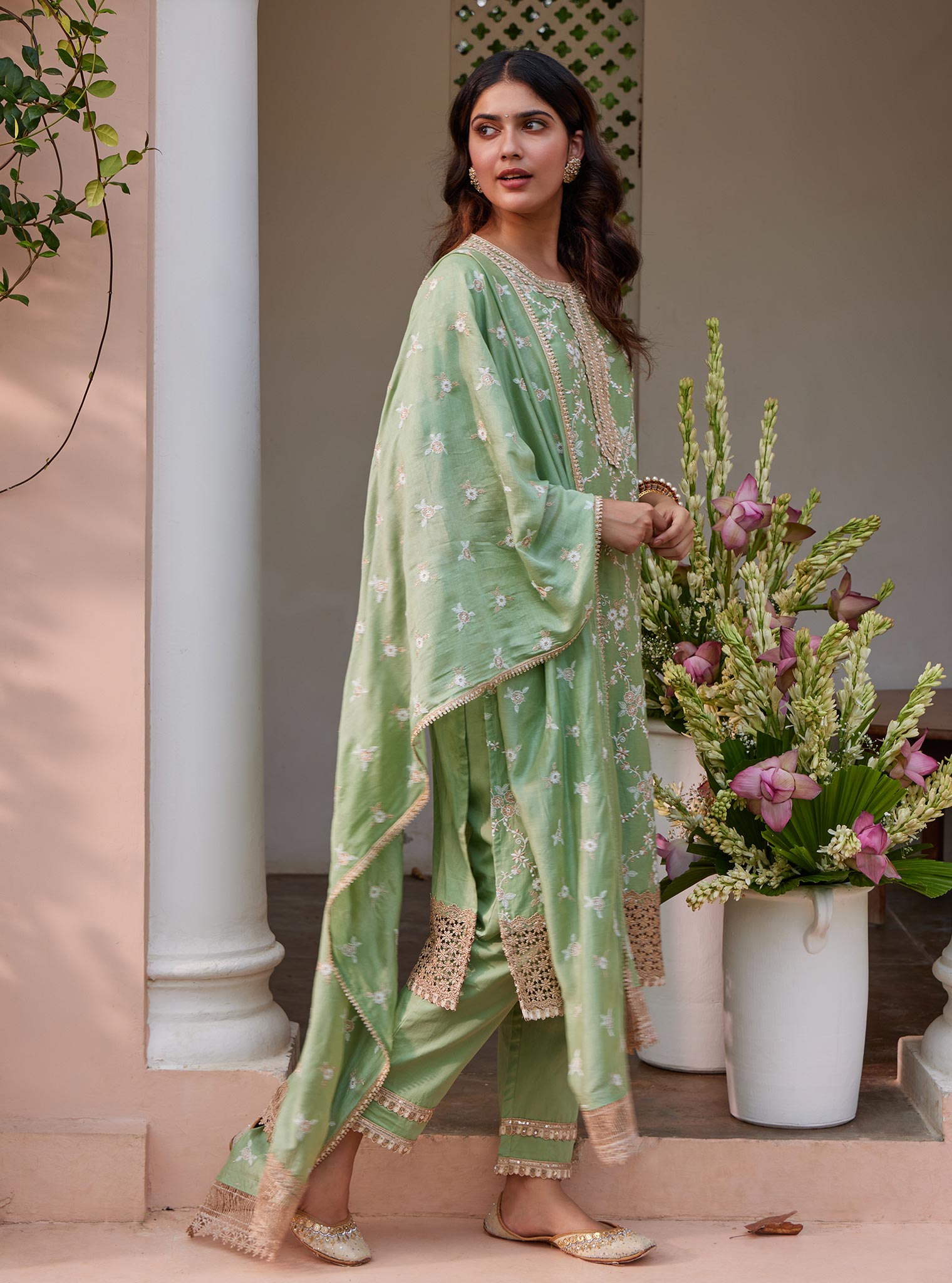 Agasti Pima Green Kurta Set